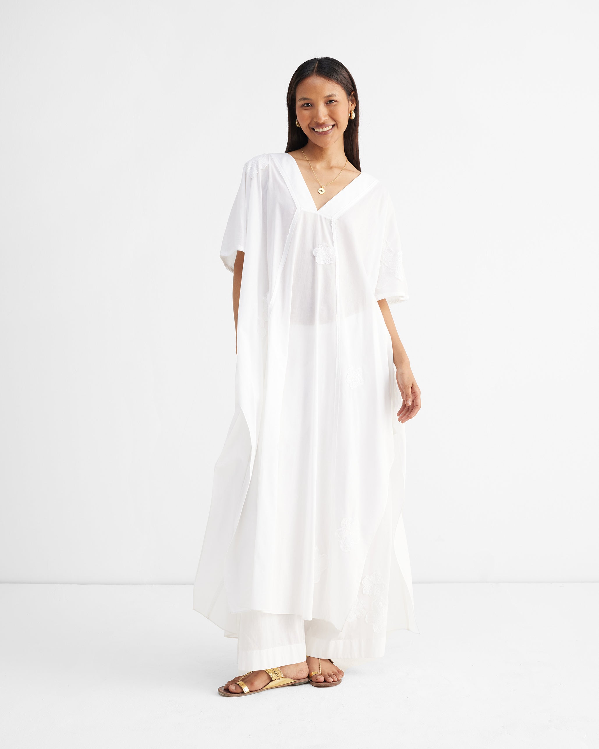 Bodrum Kaftan - White Embroidery