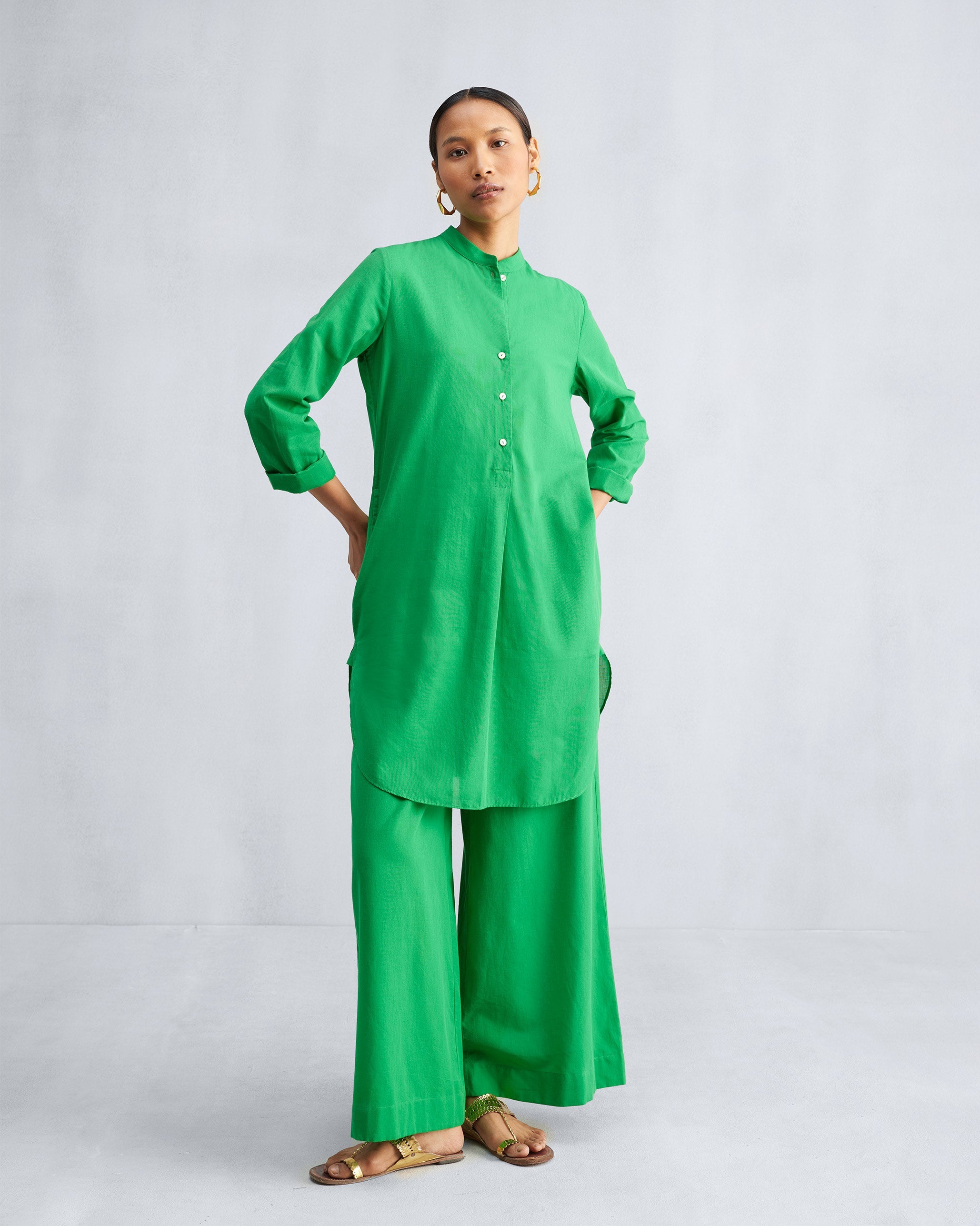 Basic Mid Length Kurta - Green