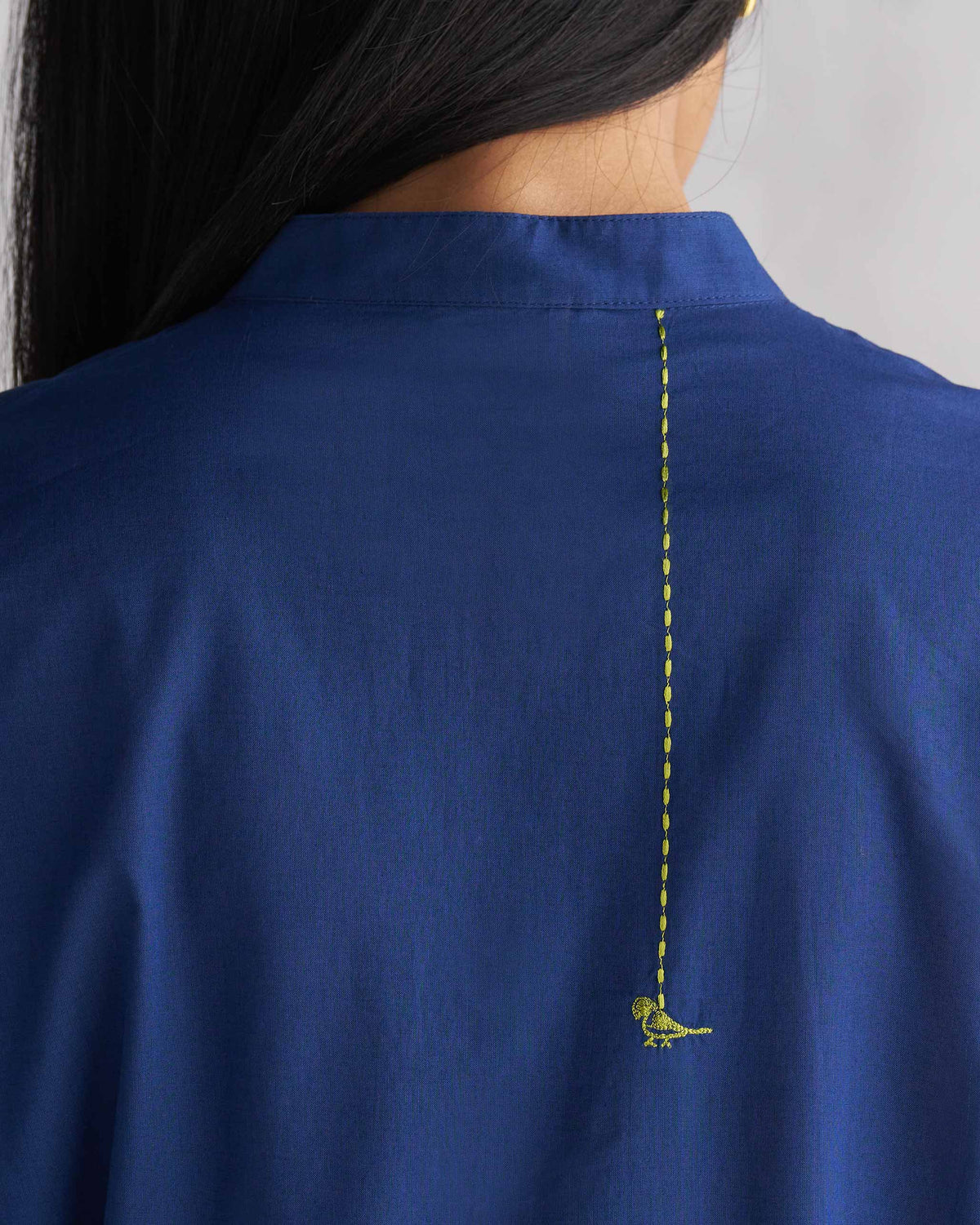 Basic Long Length Kurta - Navy