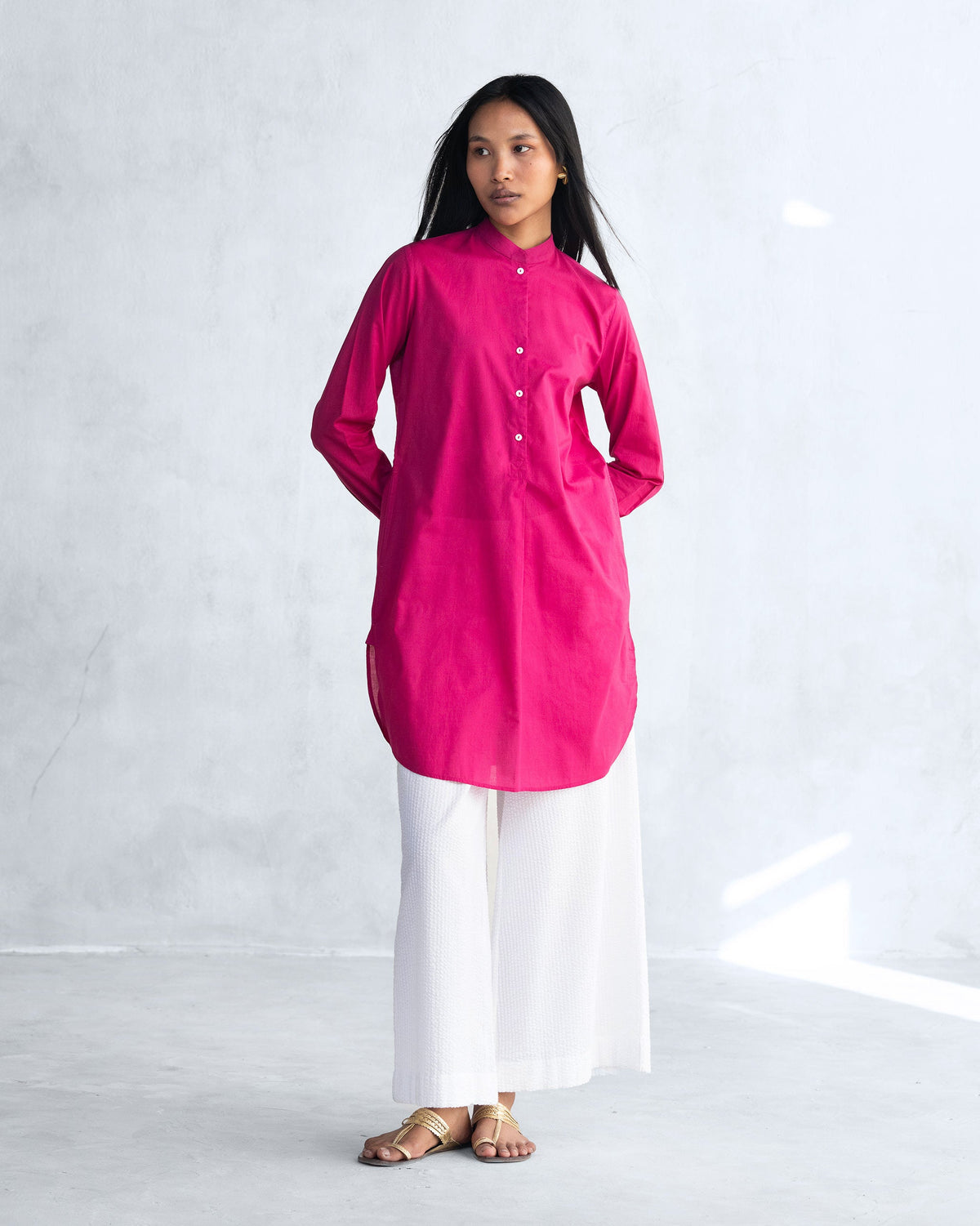 Basic Mid Length Kurta - Berry