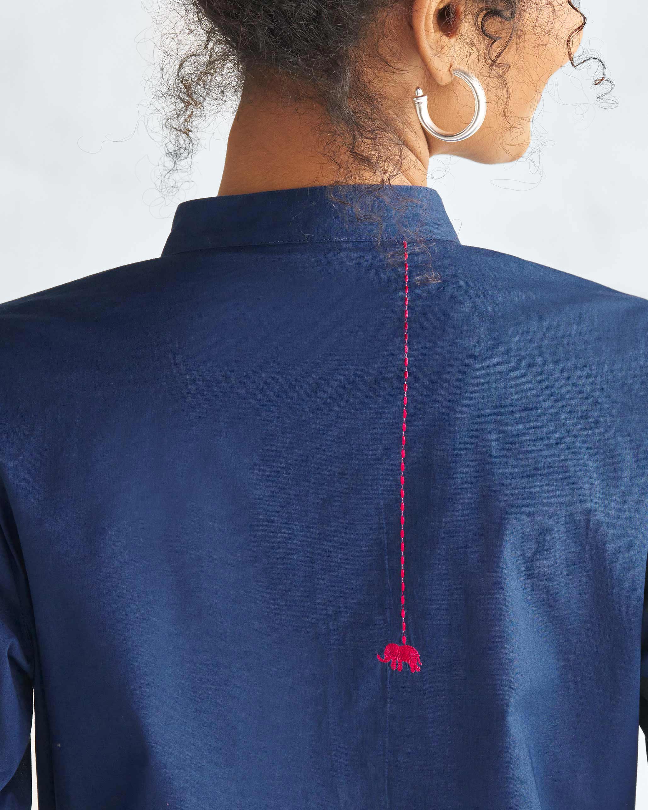 Basic Mid Length Kurta - Navy