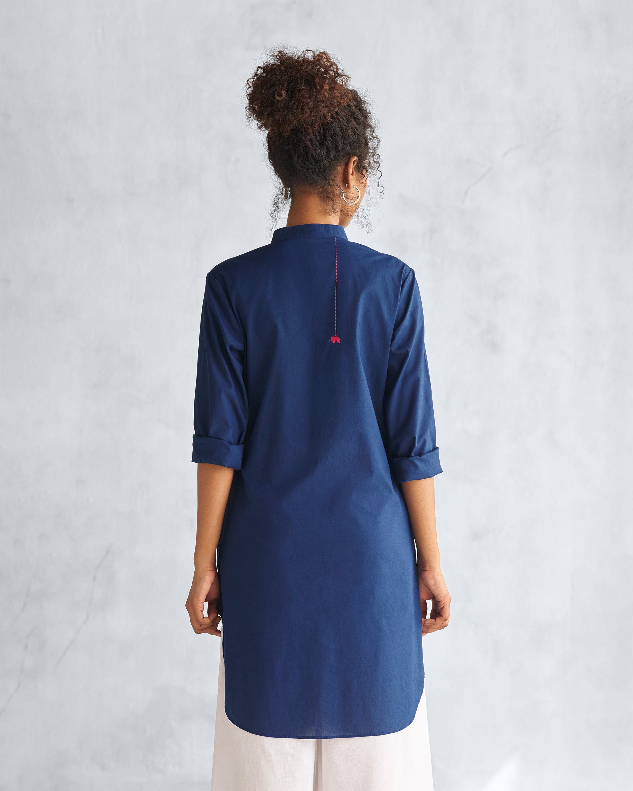 Basic Mid Length Kurta - Navy