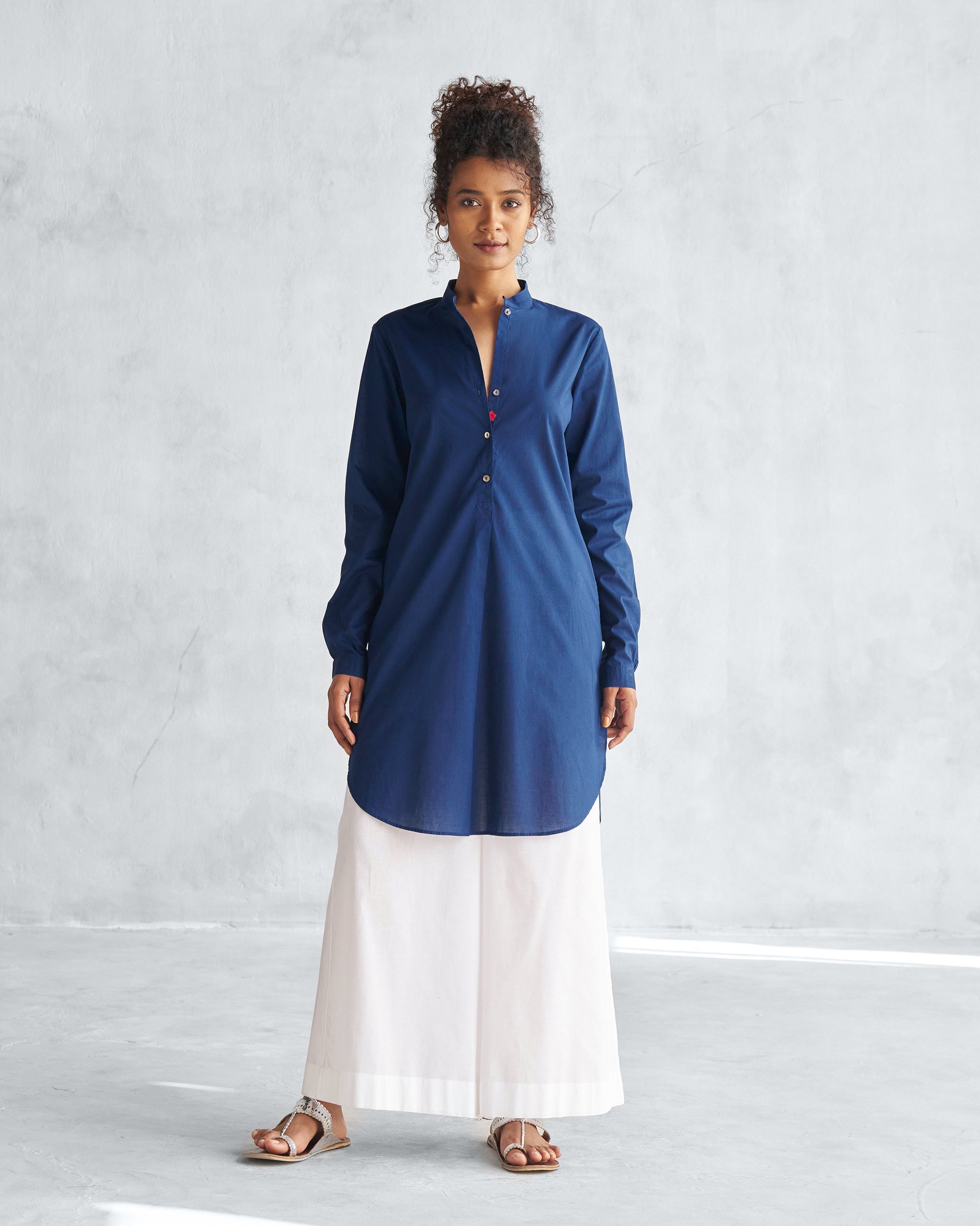 Basic Mid Length Kurta - Navy