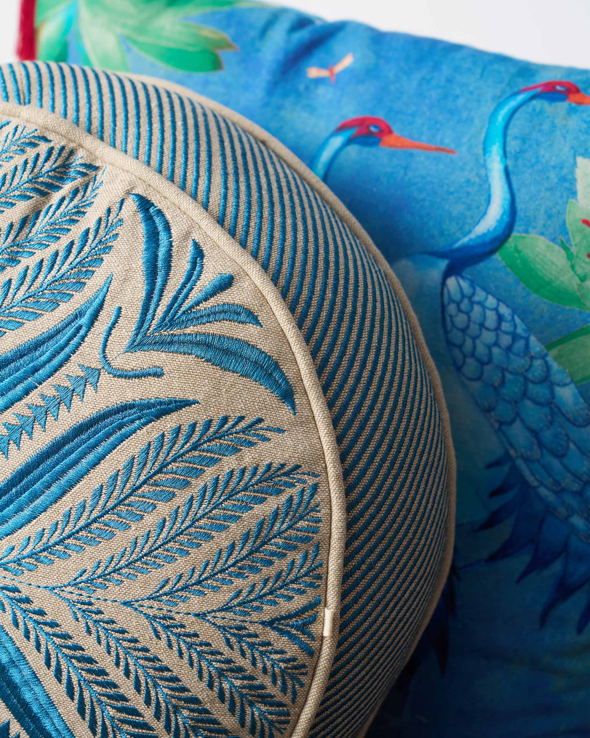 Morocco Leaf Cushion Cover (Blue)
