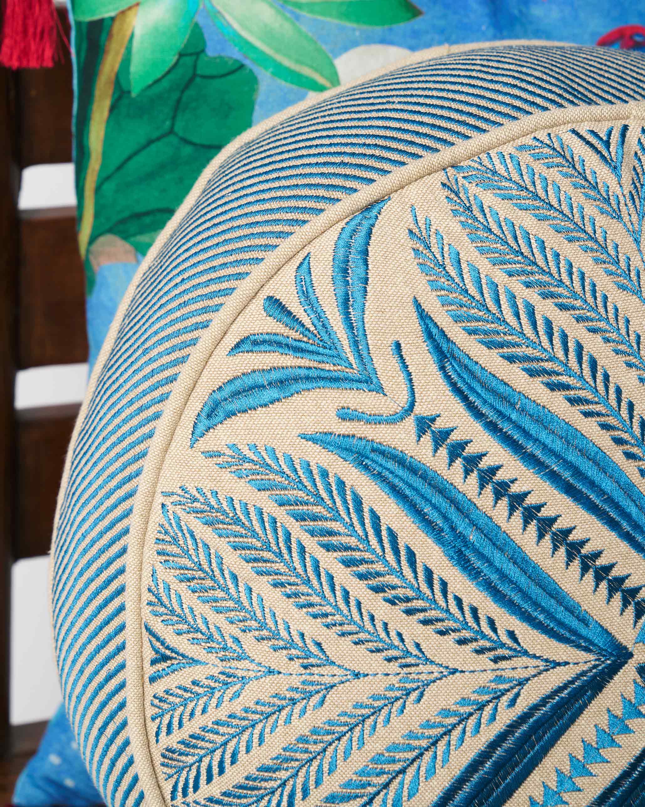 Morocco Leaf Cushion Cover (Blue)