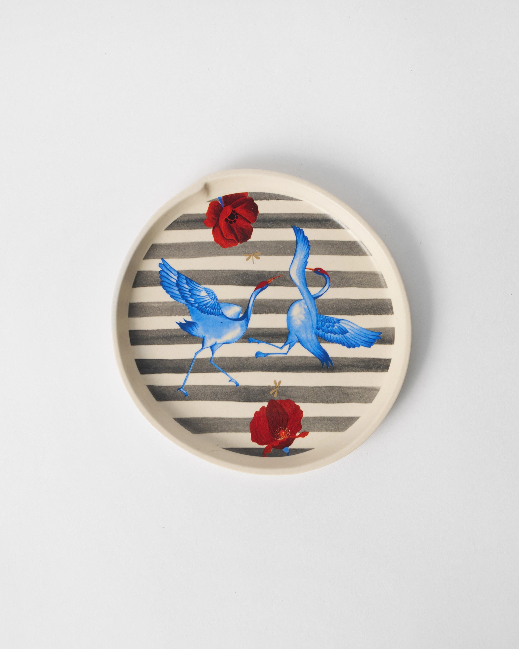 Striped Crane Dessert Plate