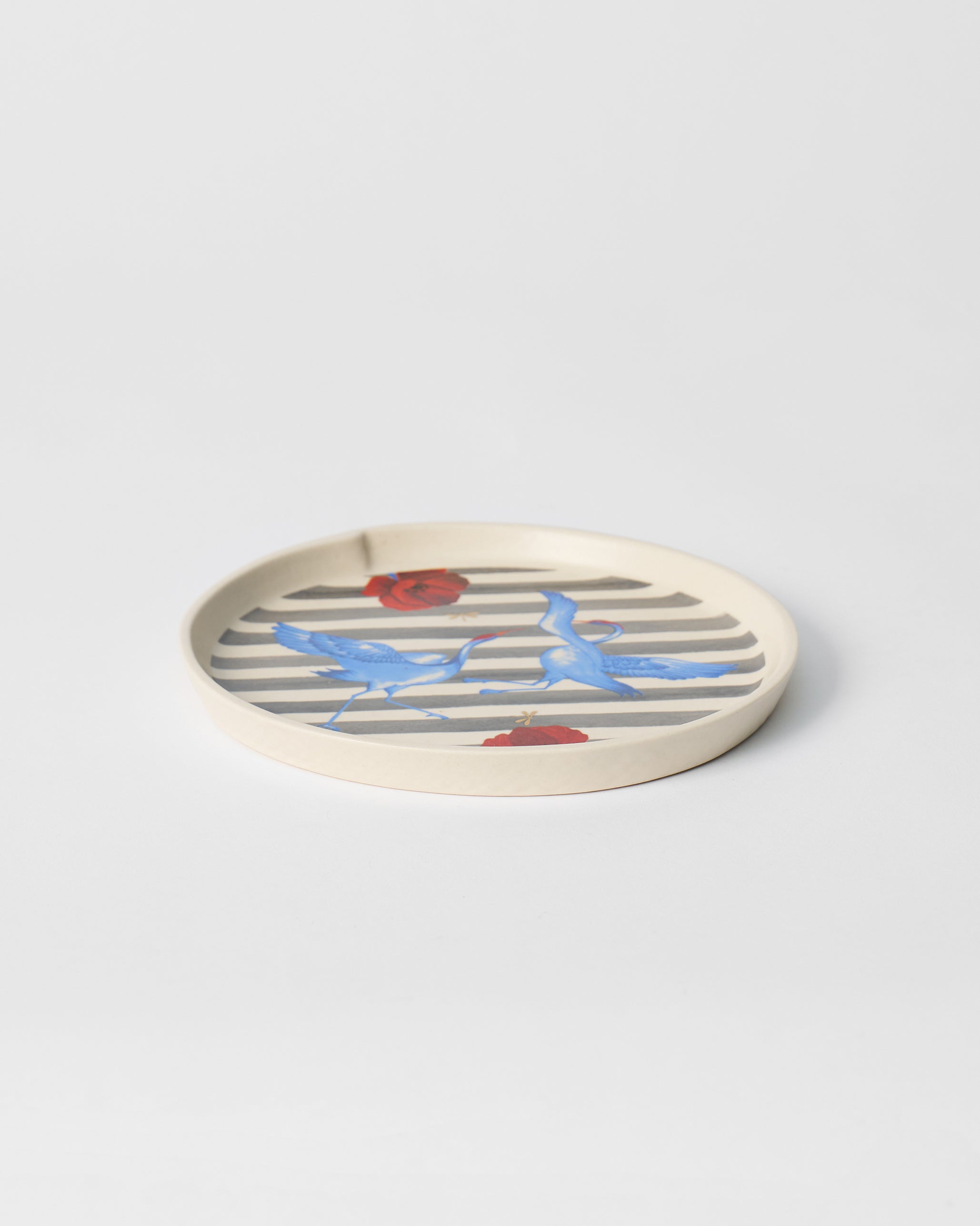 Striped Crane Dessert Plate