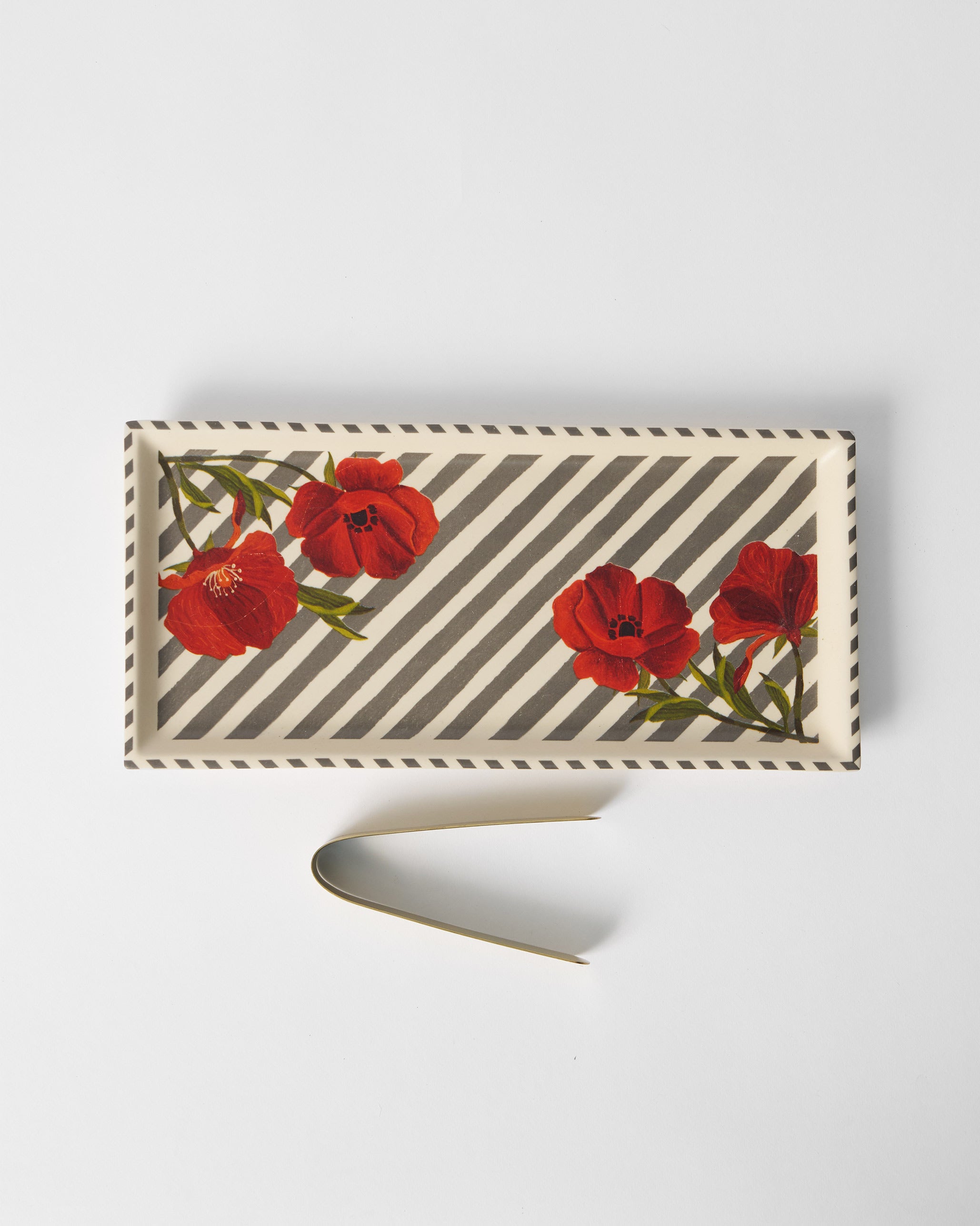 Striped Poppy Cookie Tray with Tong