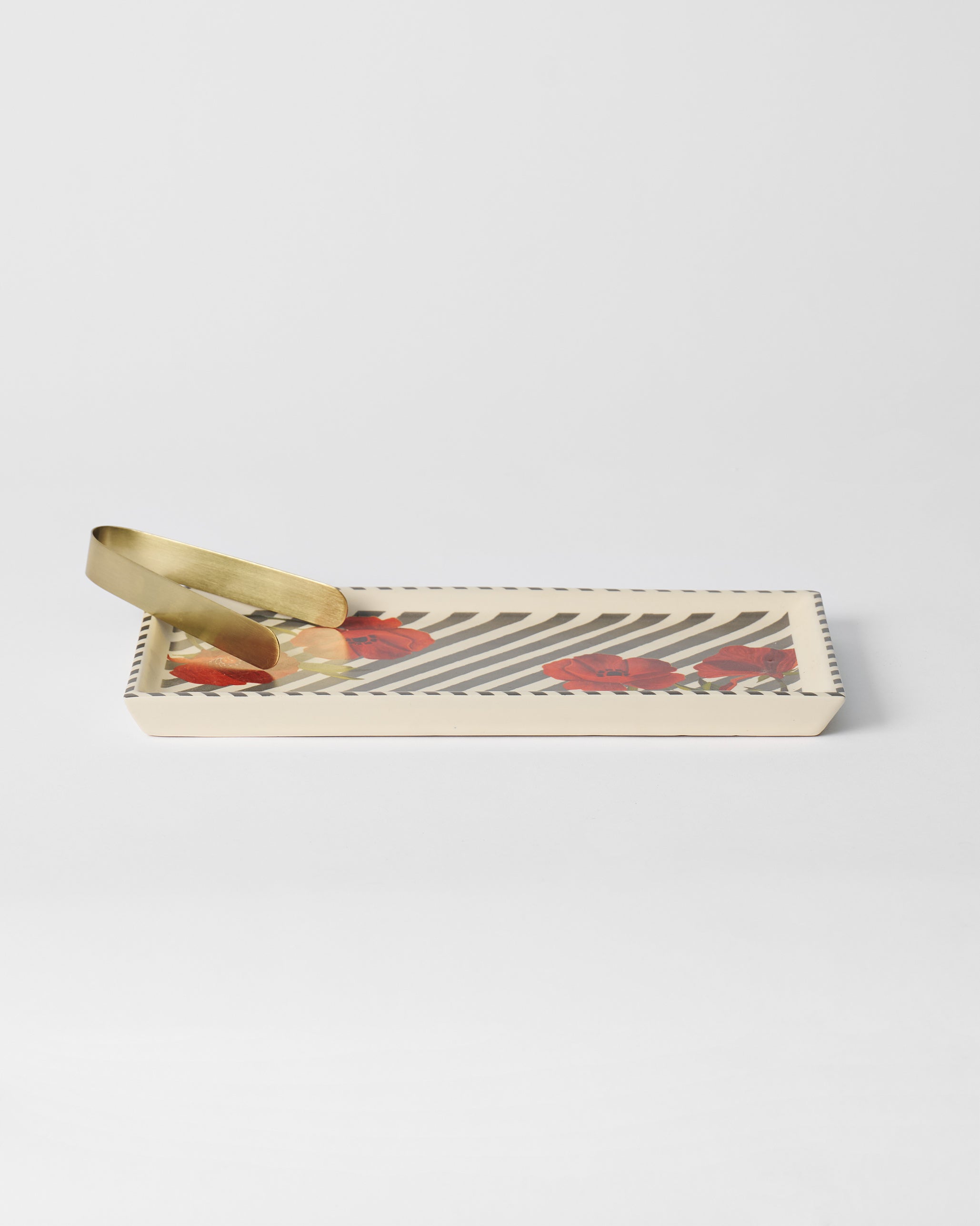 Striped Poppy Cookie Tray with Tong