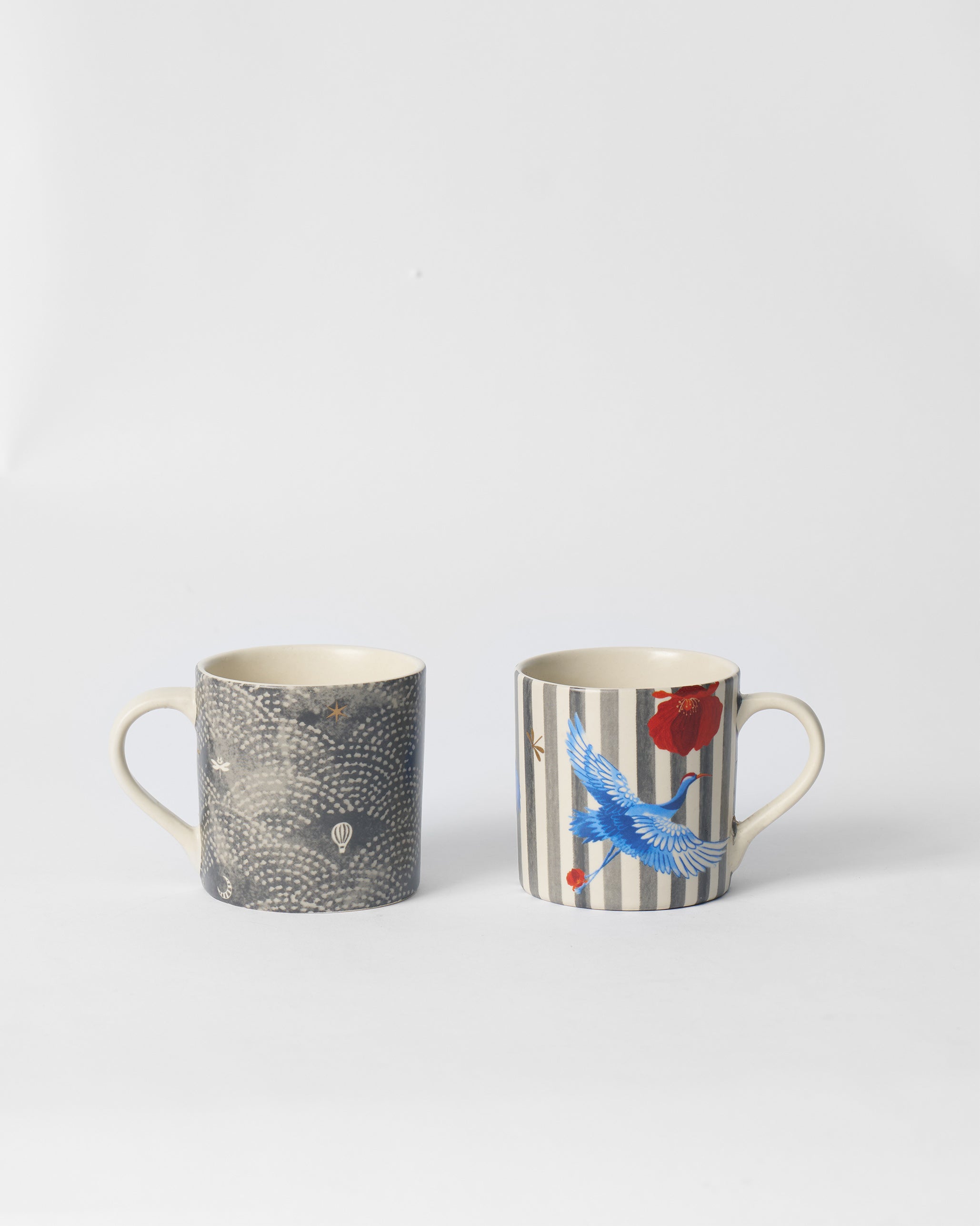 Striped Crane Straight Mug - Set of 2