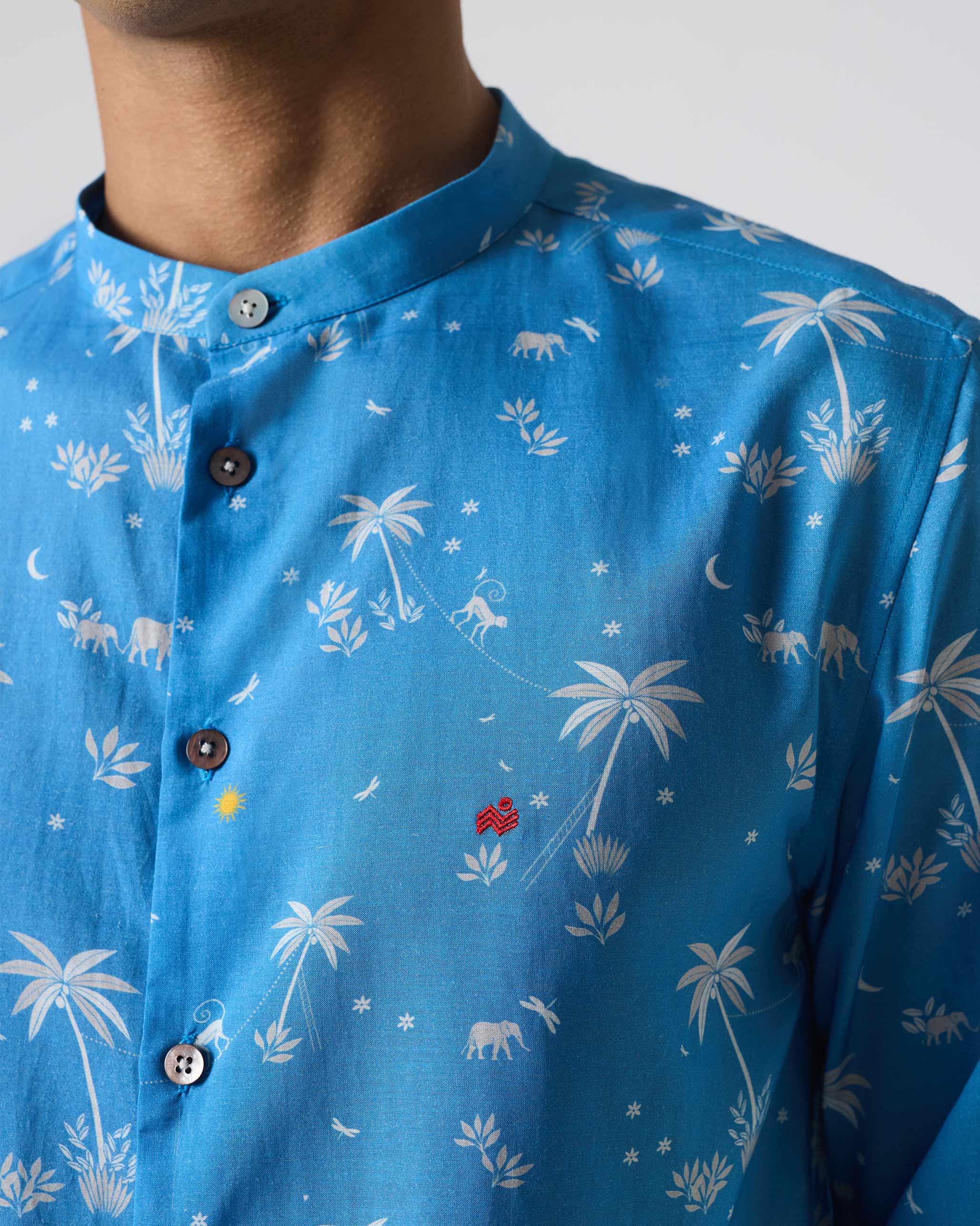Nawab Shirt - Blue & White Print