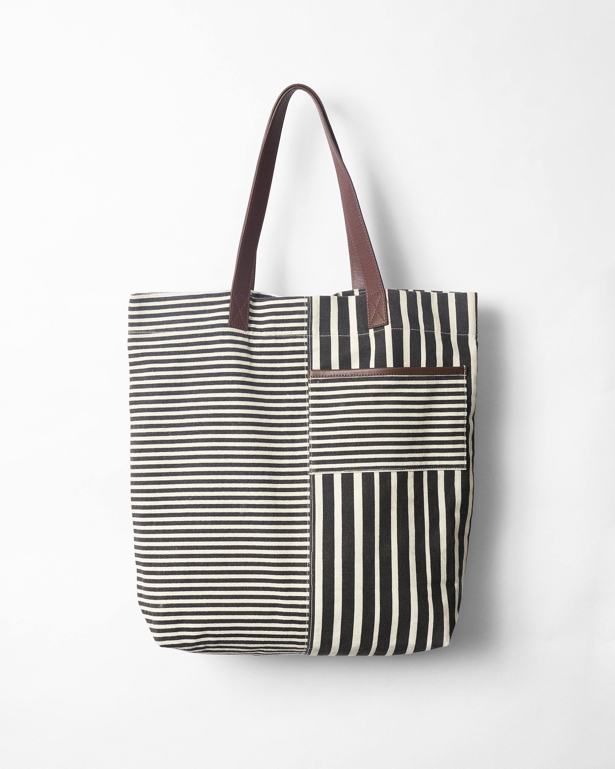 Berber Stripe Tote - Charcoal Stripes