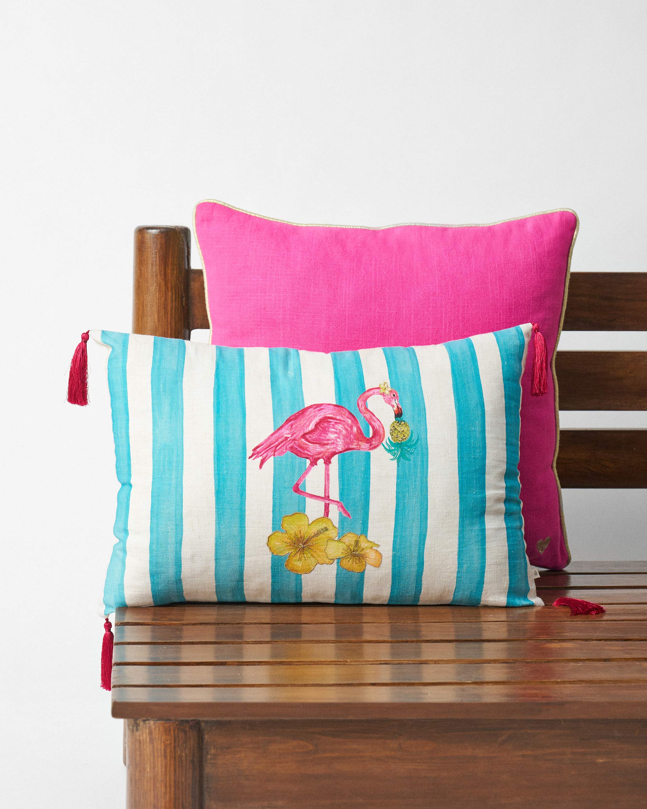 Flamingo Stripe Cushion Cover