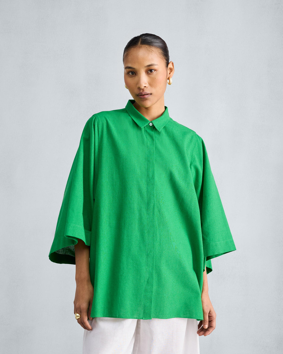 Drop Armhole Shirt - Green