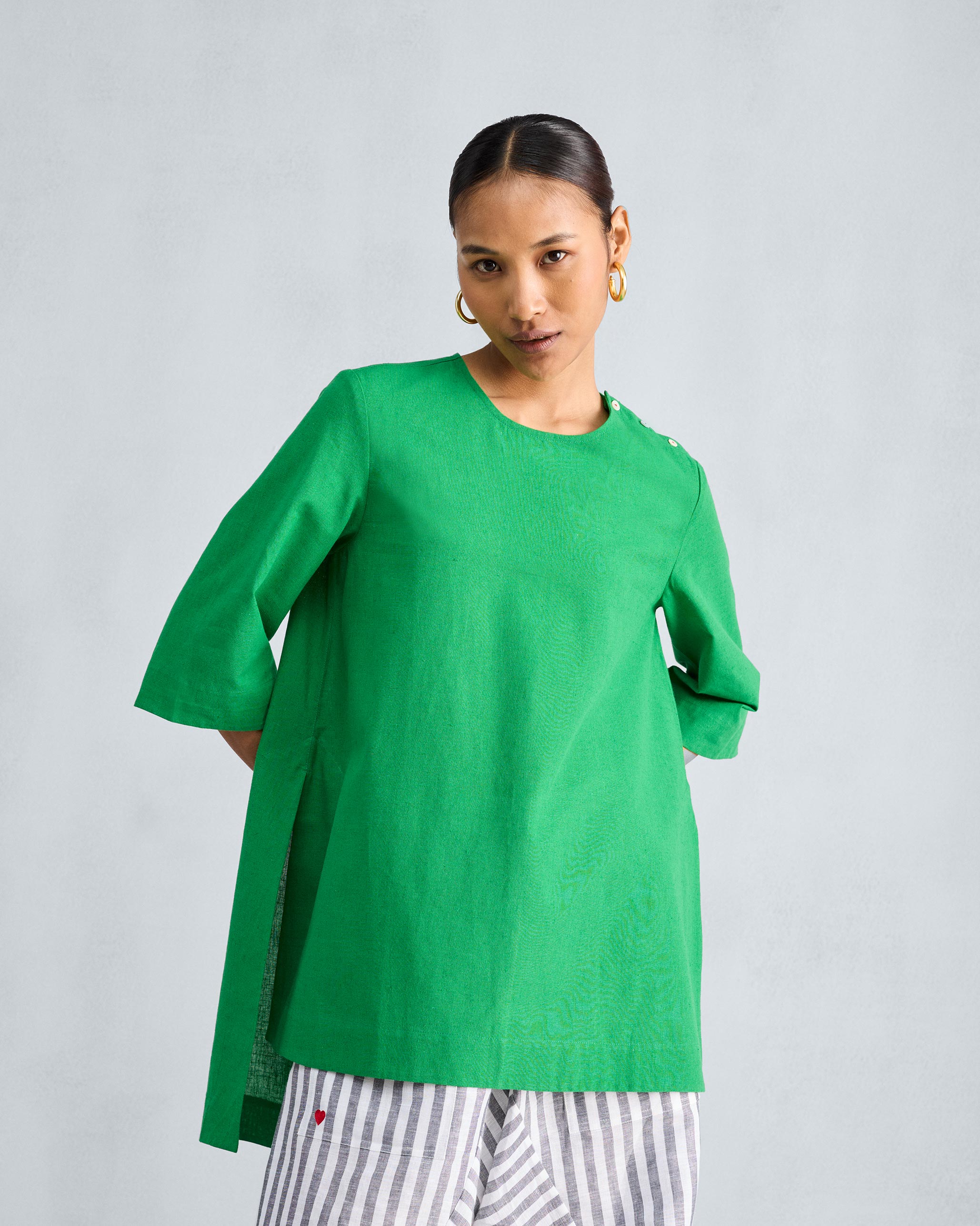 High Slit Top - Green