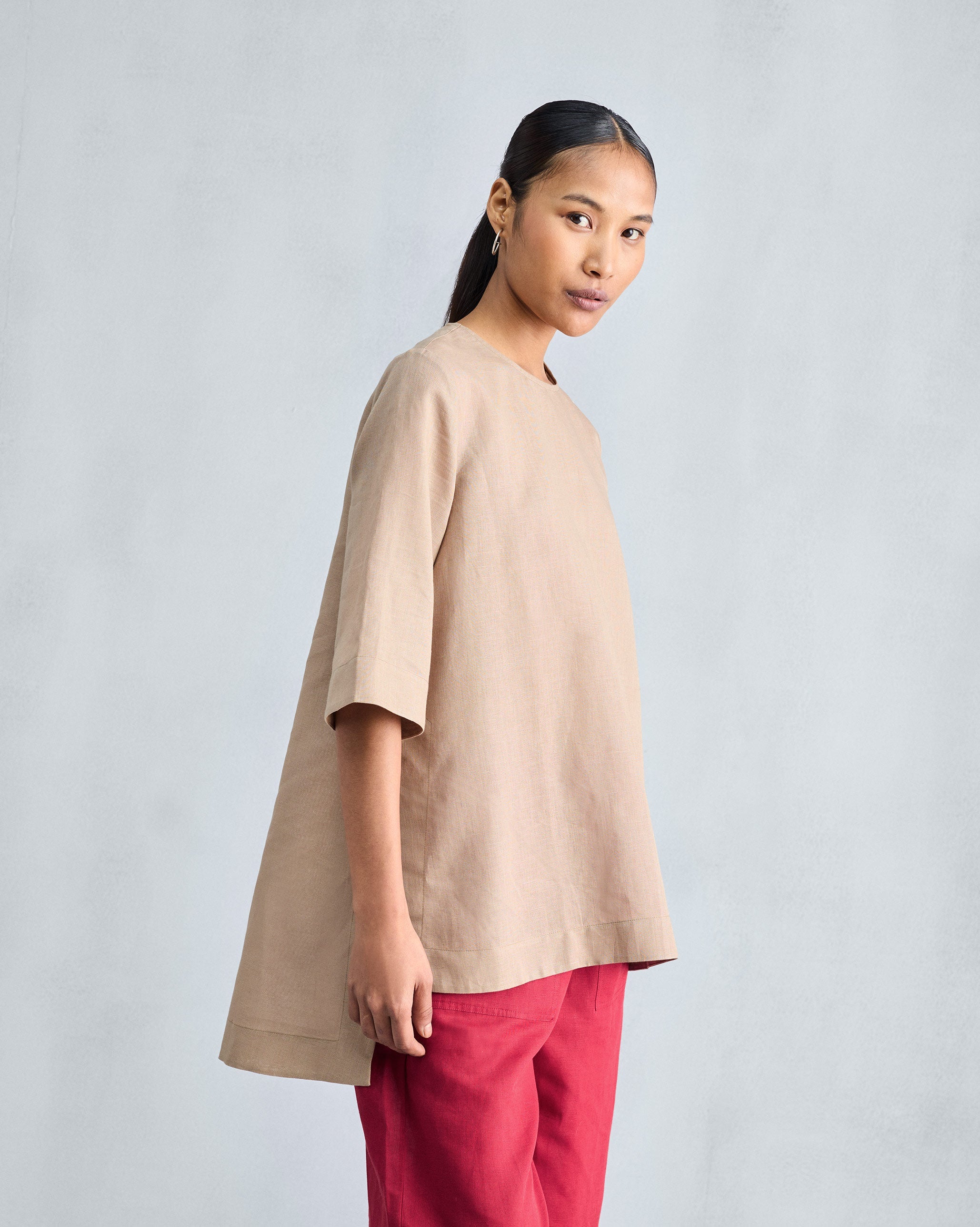 High Slit Top - Beige