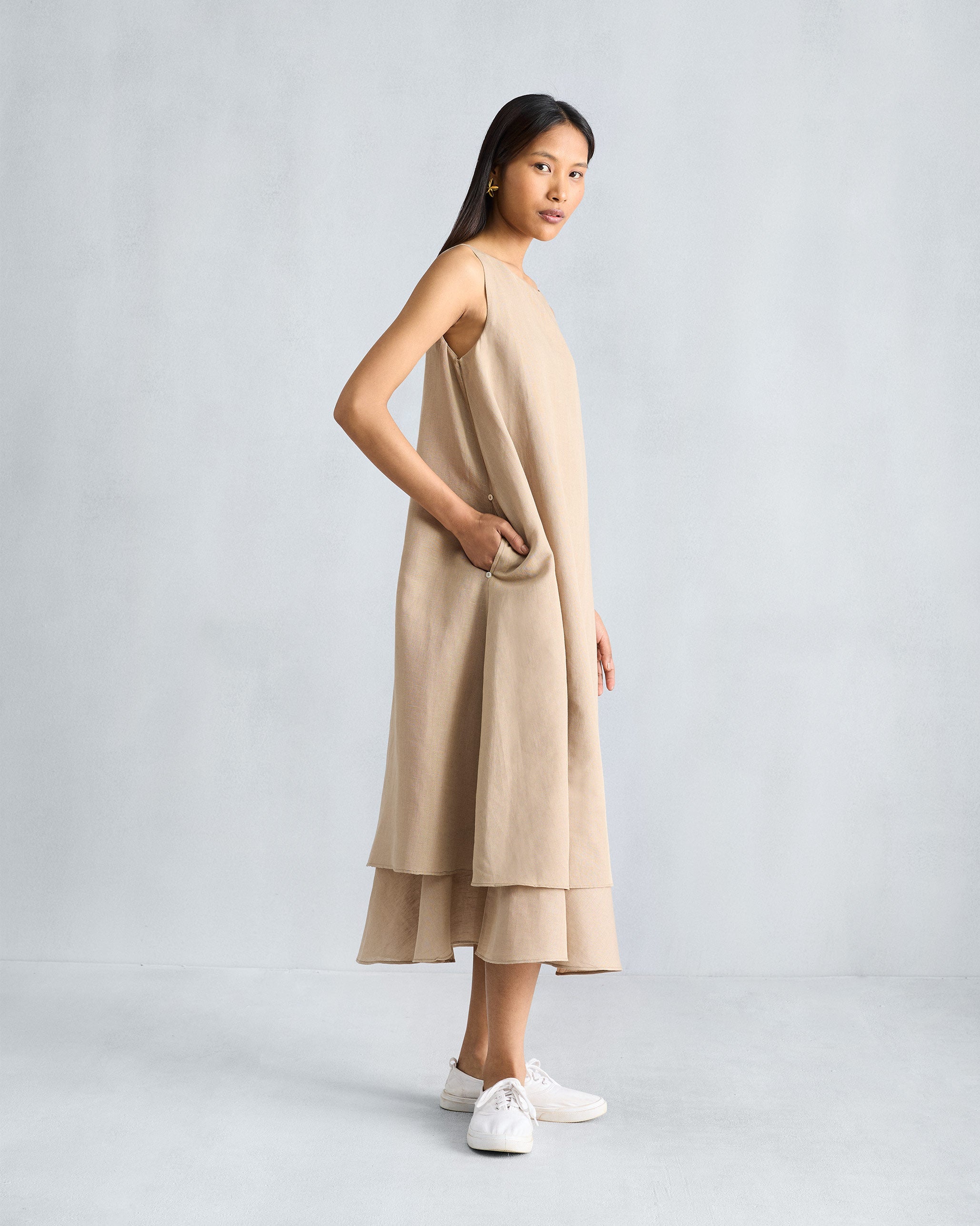 Double Layer Dress - Beige