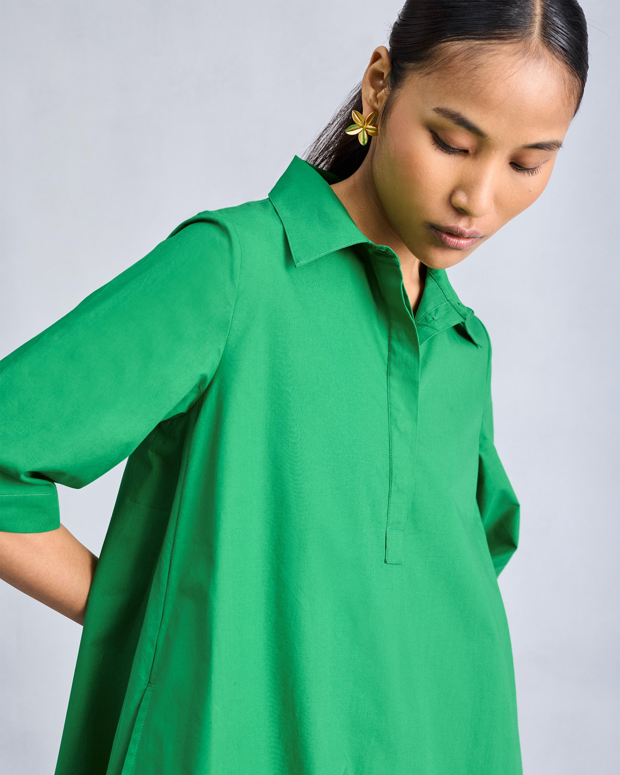 A-line Short Dress - Green