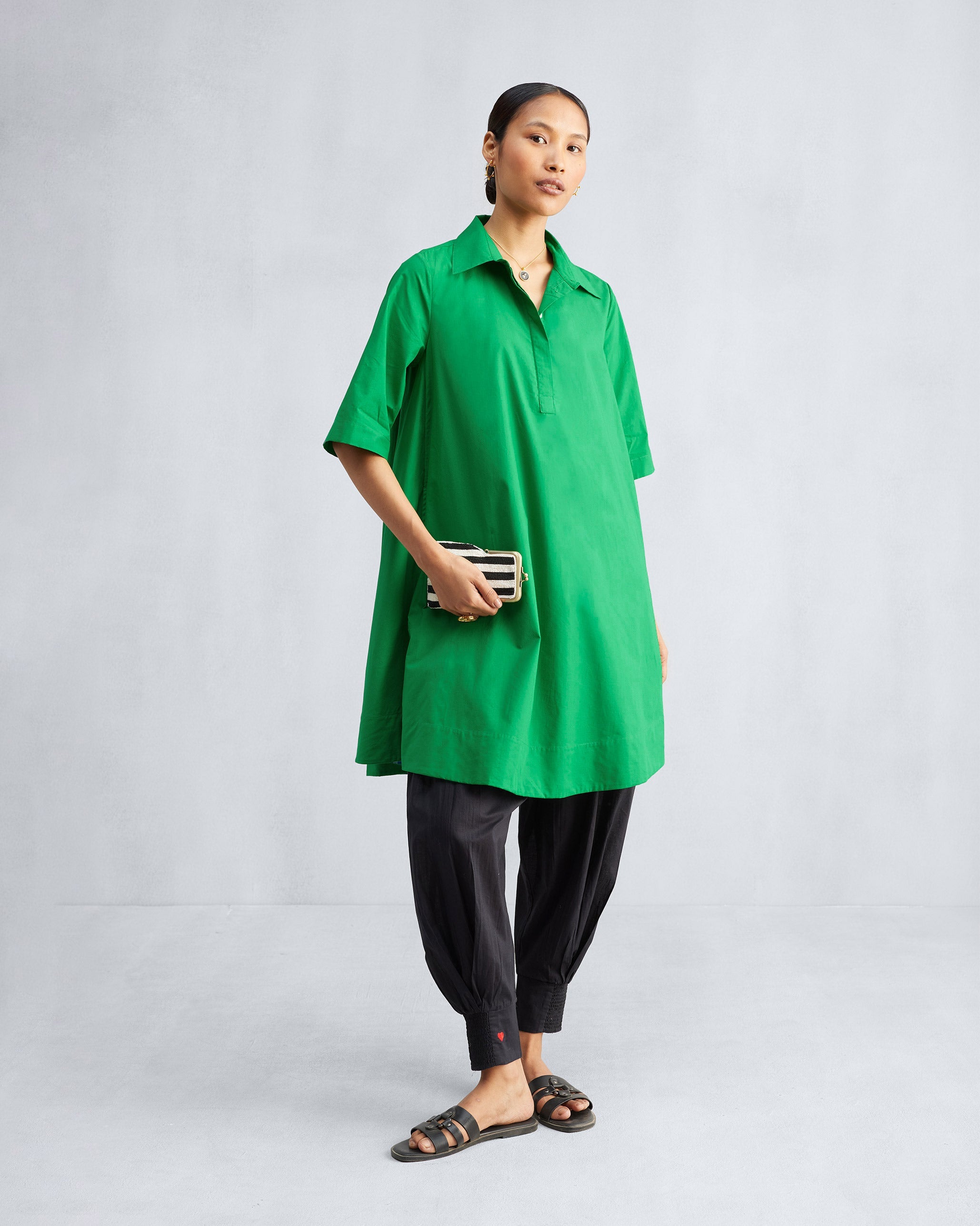 A-line Short Dress - Green