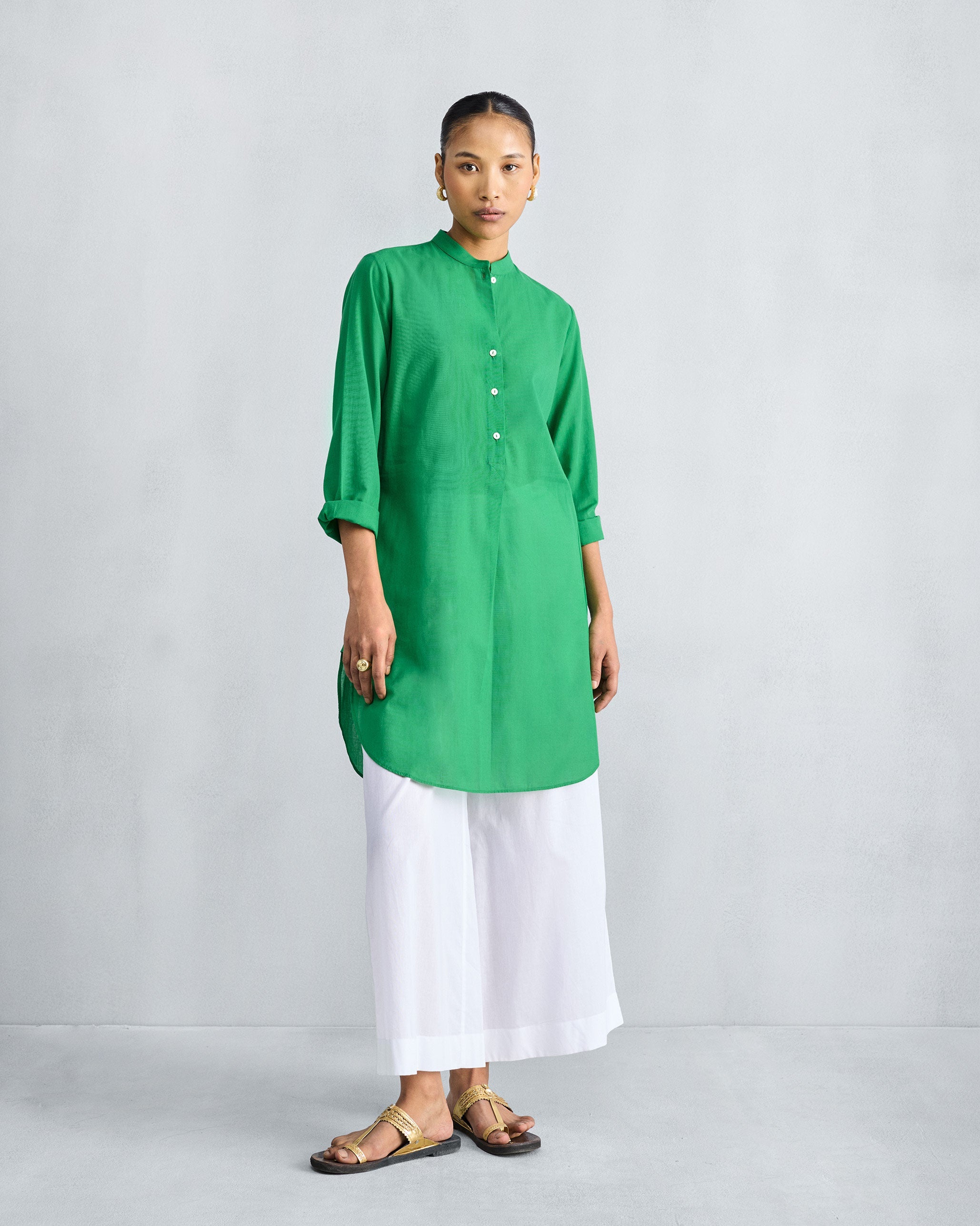 Basic Mid Length Kurta - Green
