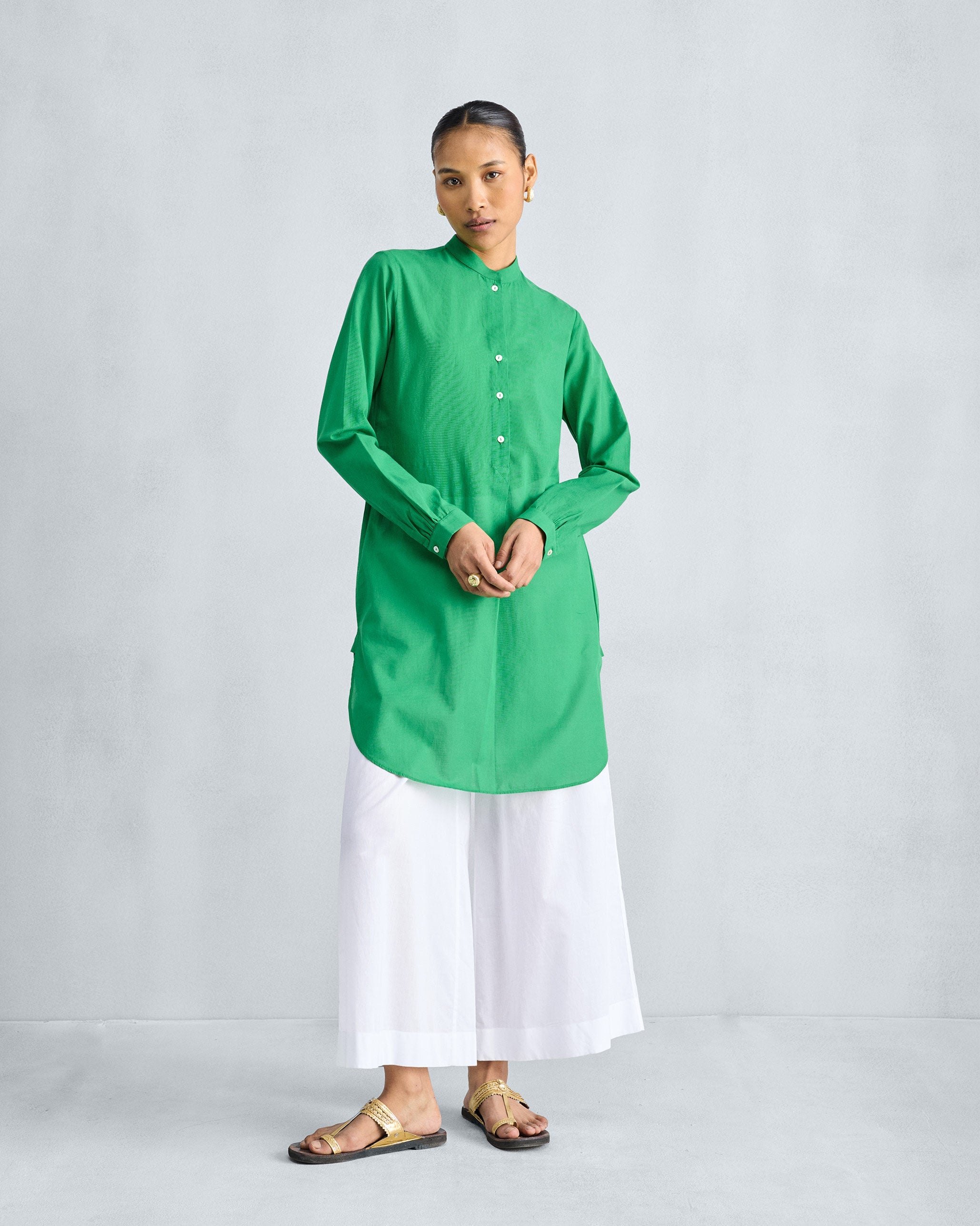 Basic Mid Length Kurta - Green