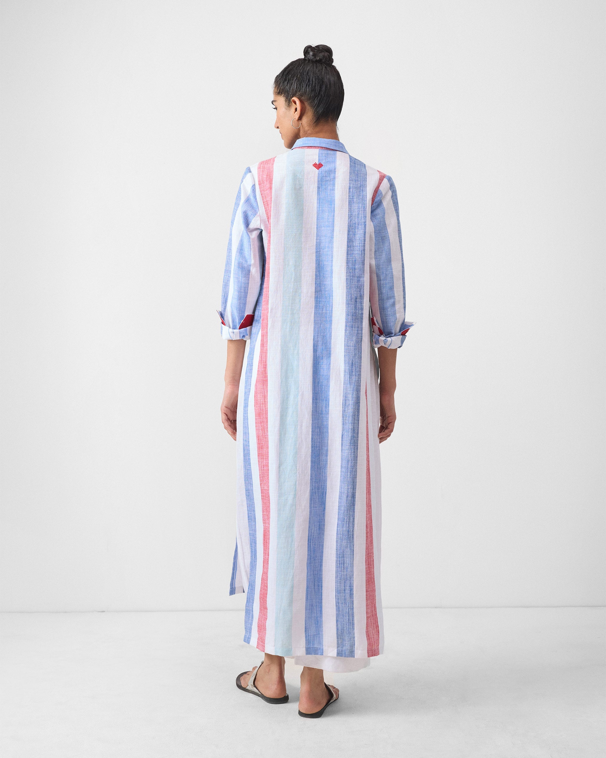 Many Moons Kurta - Blue & Red Stripes