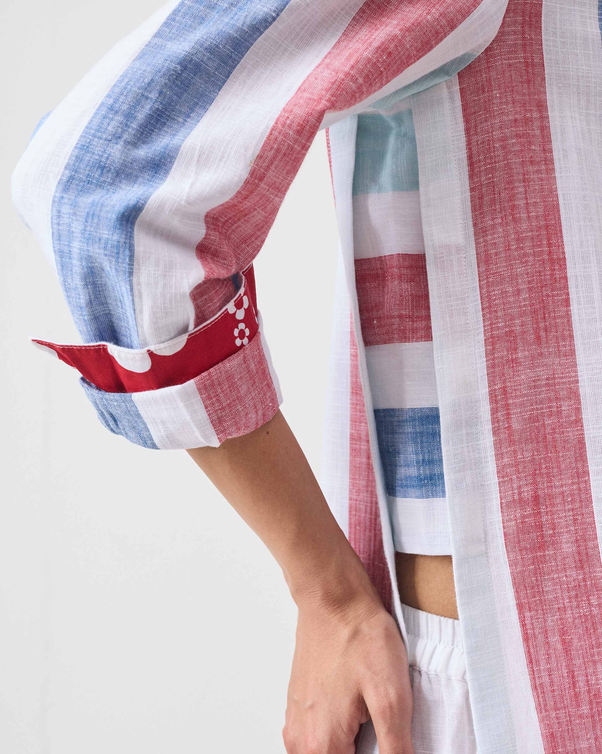 Many Moons Kurta - Blue & Red Stripes