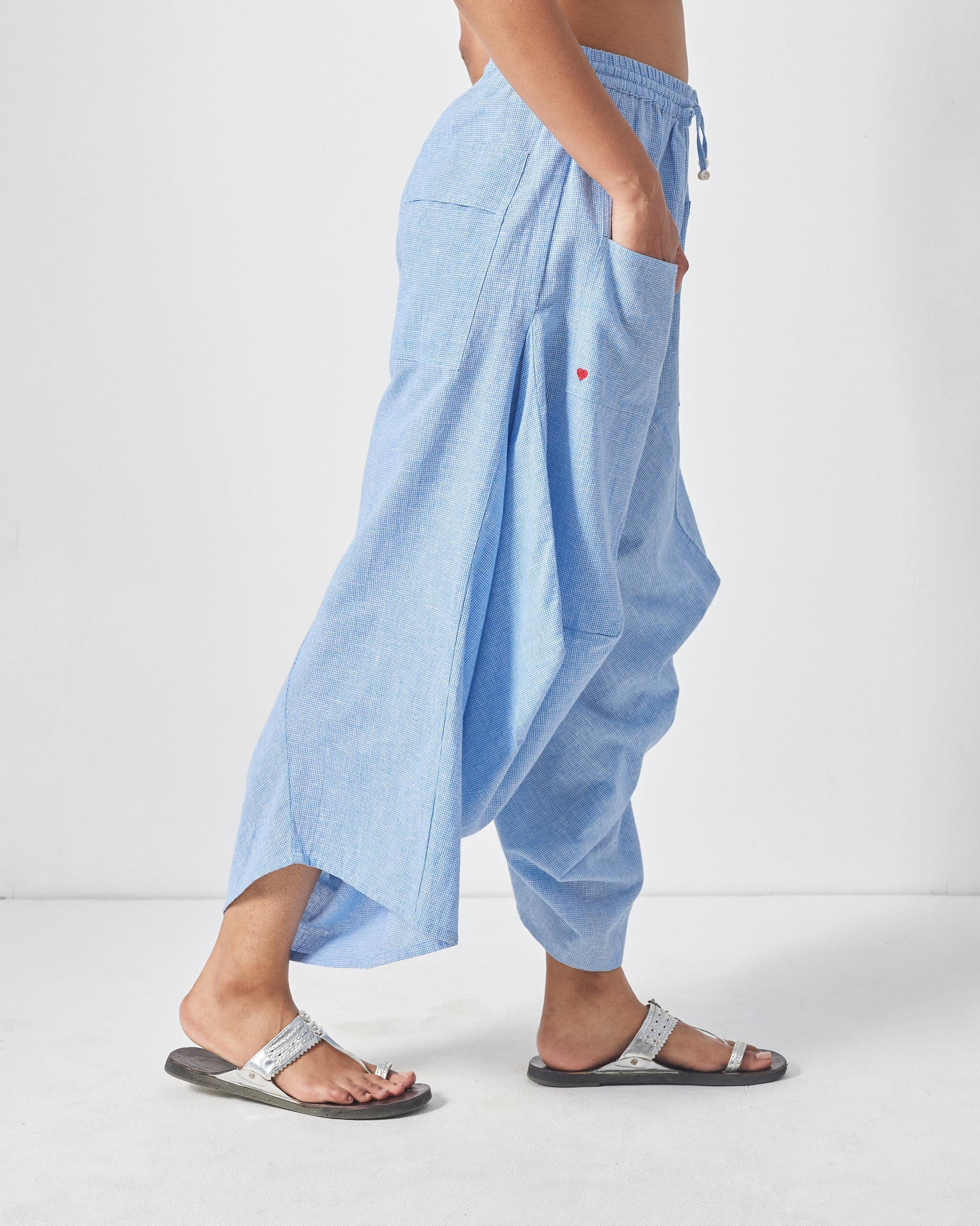 Yoka Trousers - Blue & White Checks