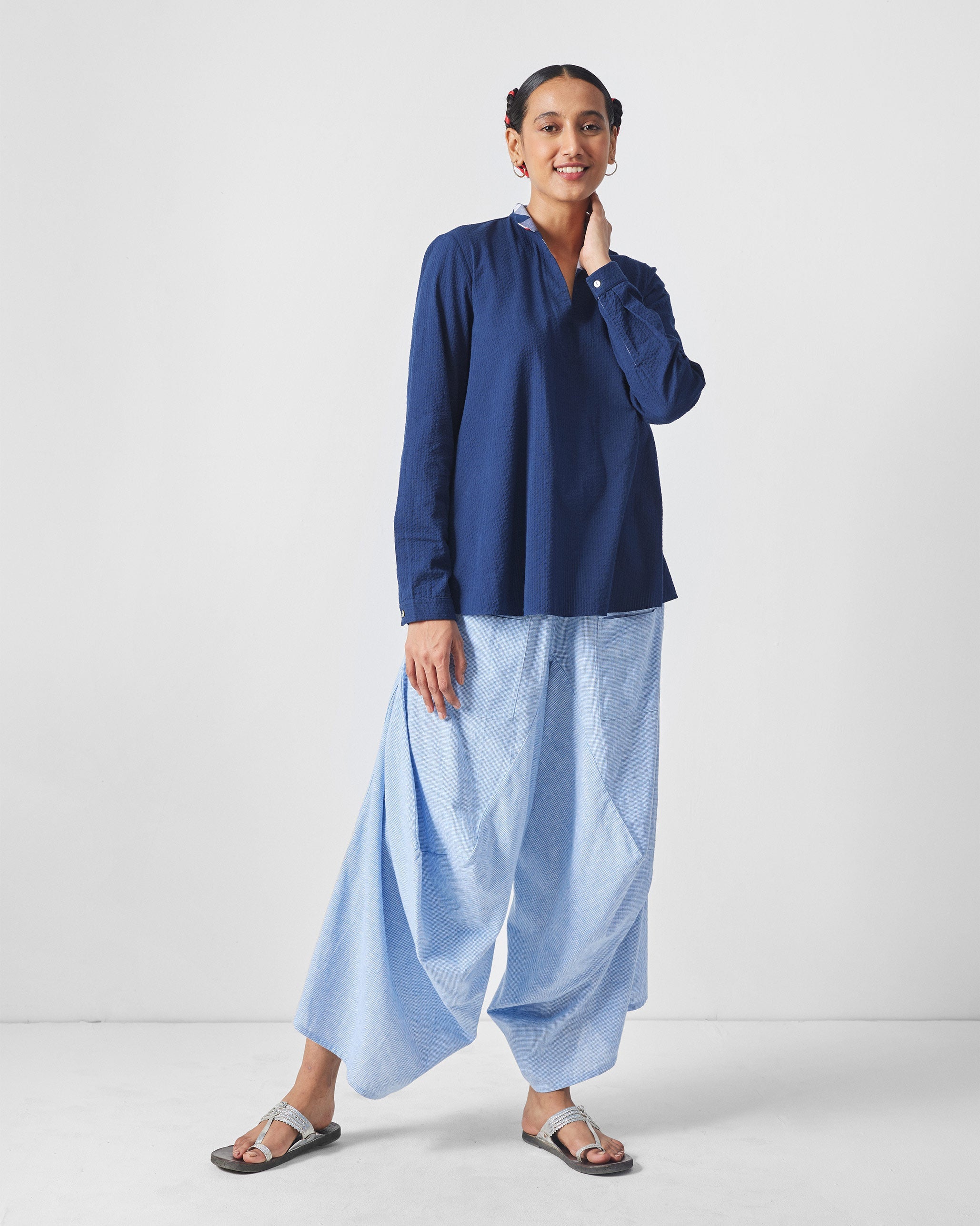 Yoka Trousers - Blue & White Checks