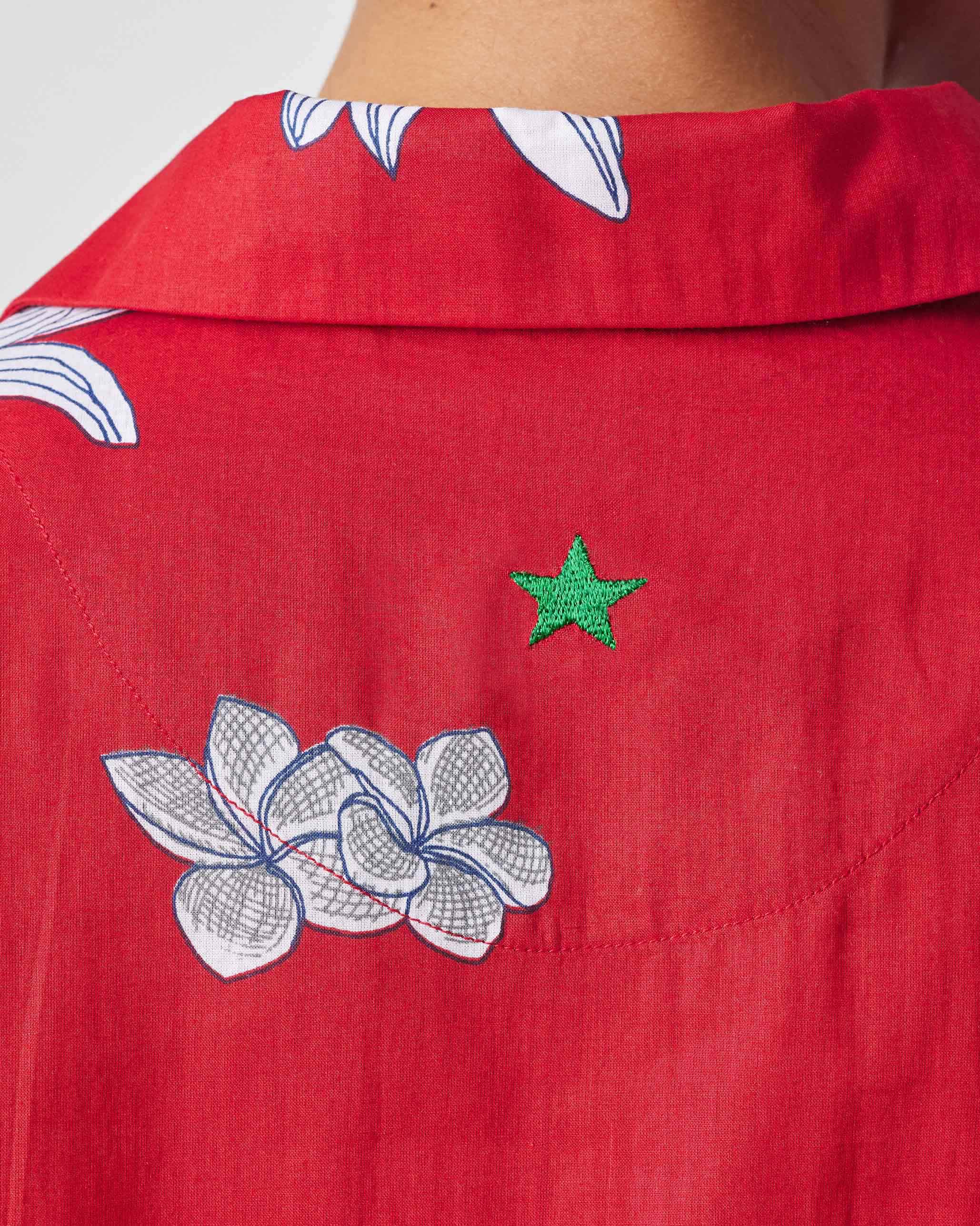 Oversized Shirt - Red & White Print