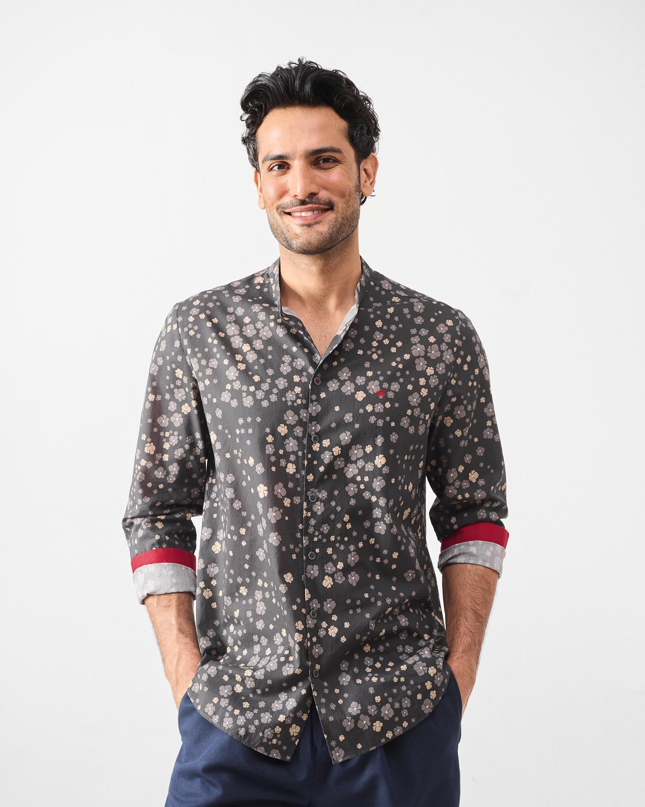 Nawab Shirt - Charcoal Printed