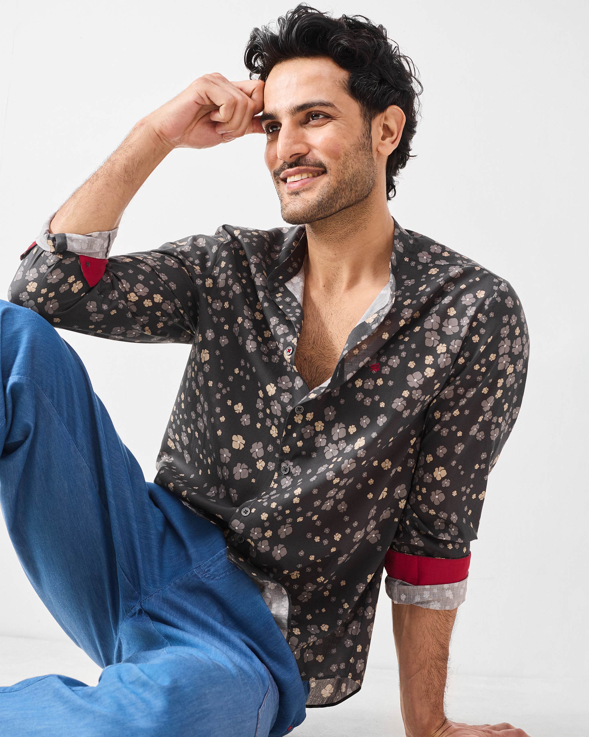 Nawab Shirt - Charcoal Printed