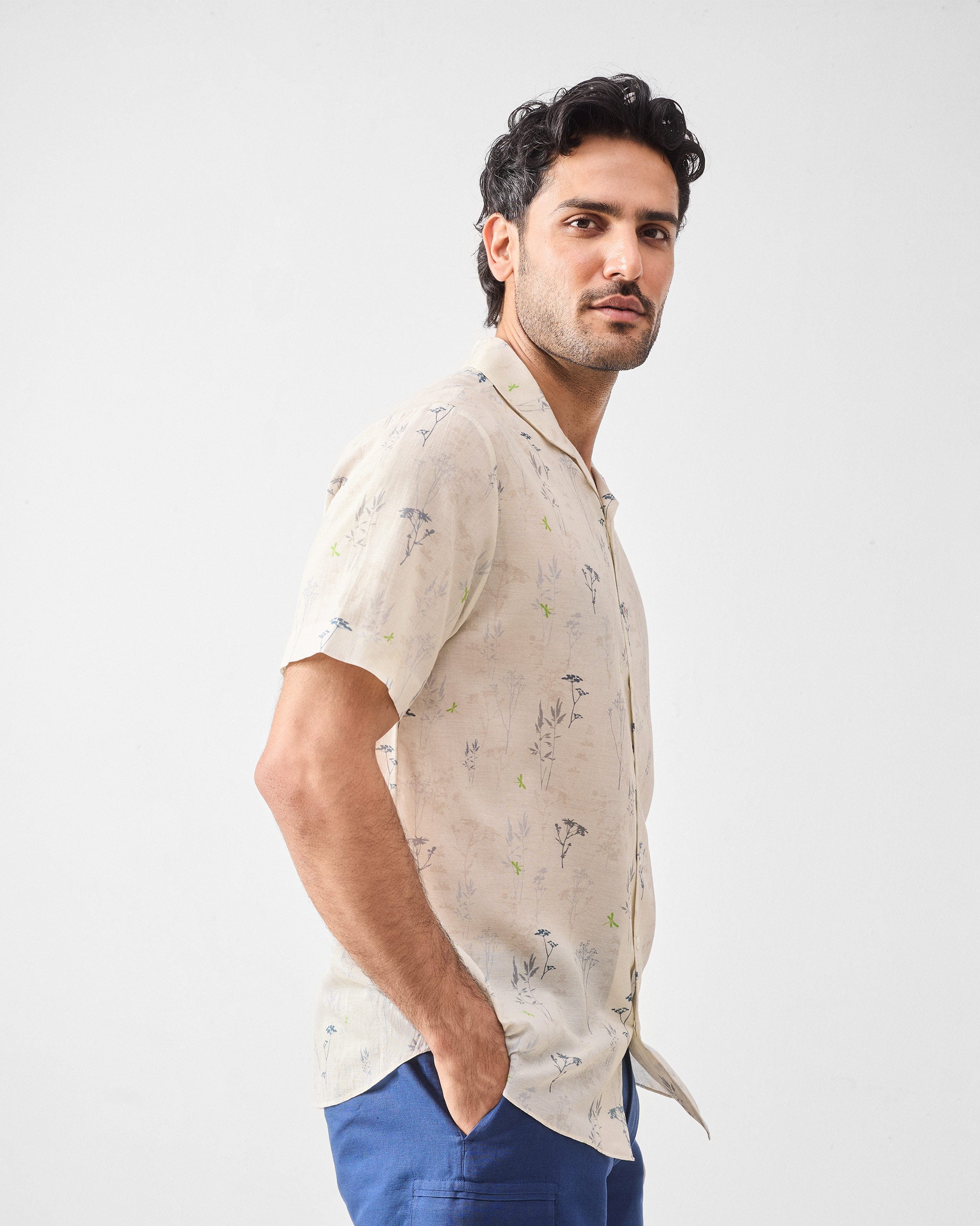 Mistari Shirt - Grey Printed