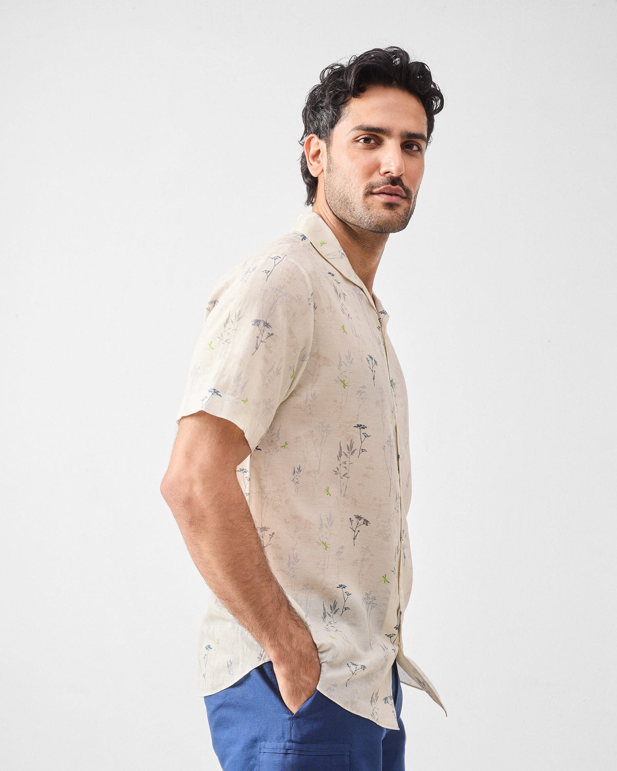 Mistari Shirt - Grey Printed
