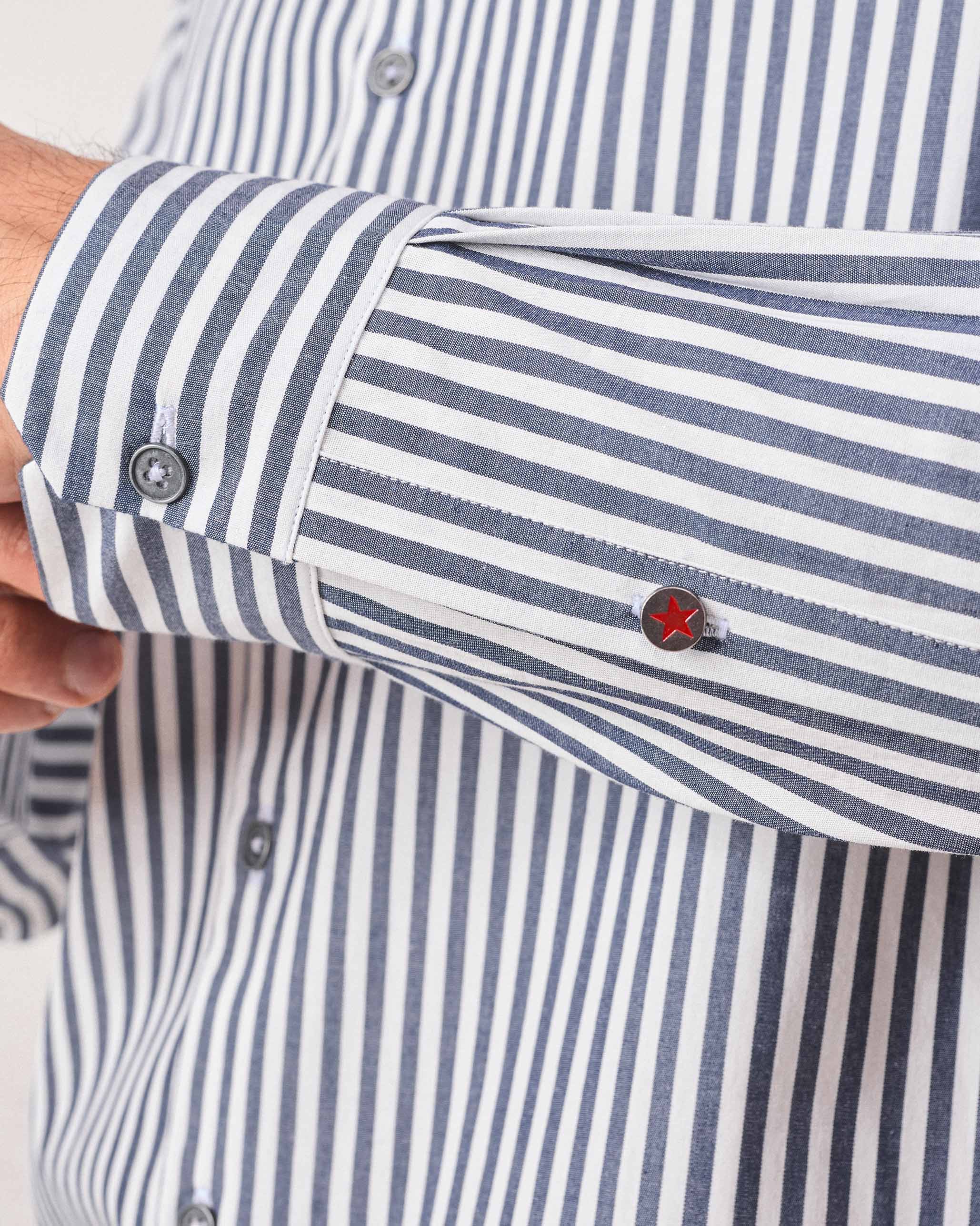 Nawab Shirt - Navy & White Stripes