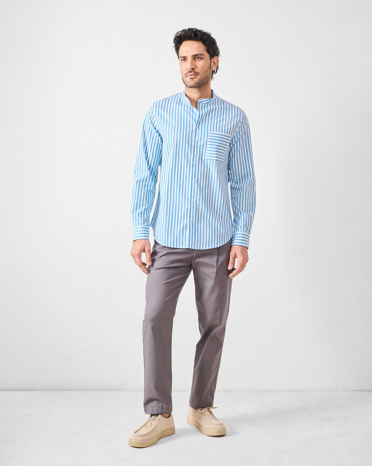 Ross Shirt - Blue & White Stripes