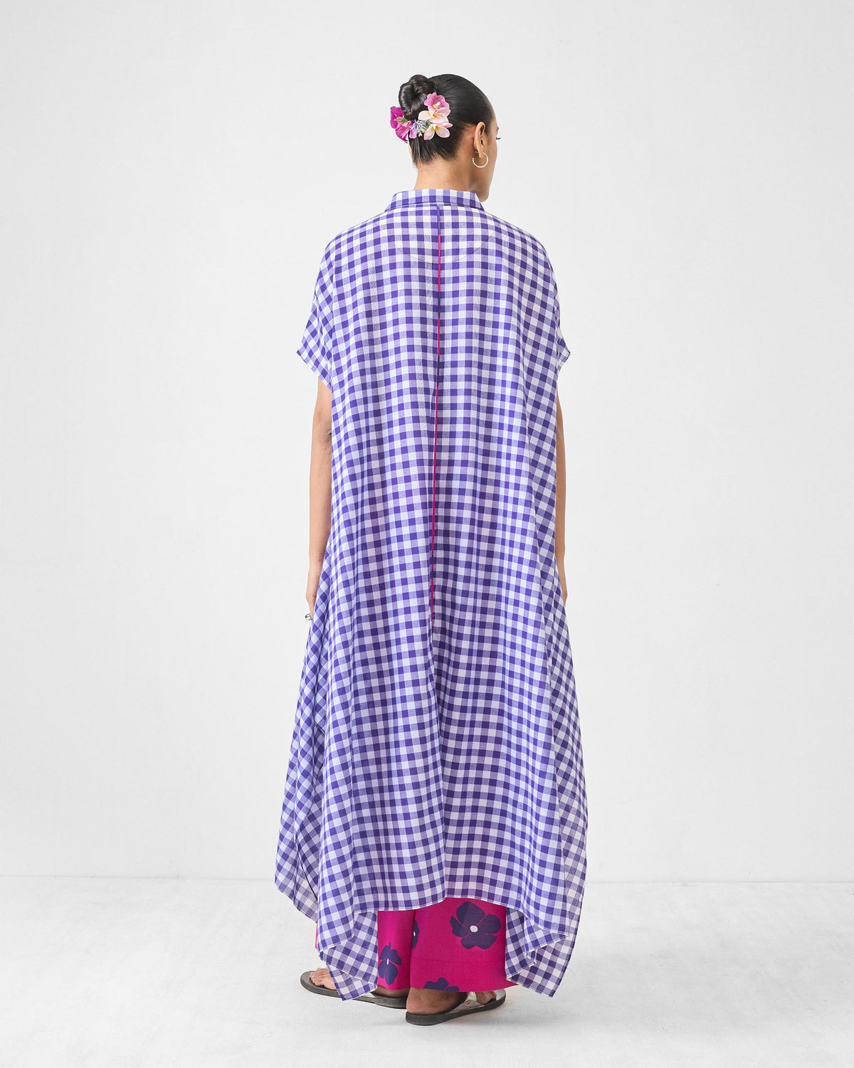 Treasure Kurta - Purple & White Checks