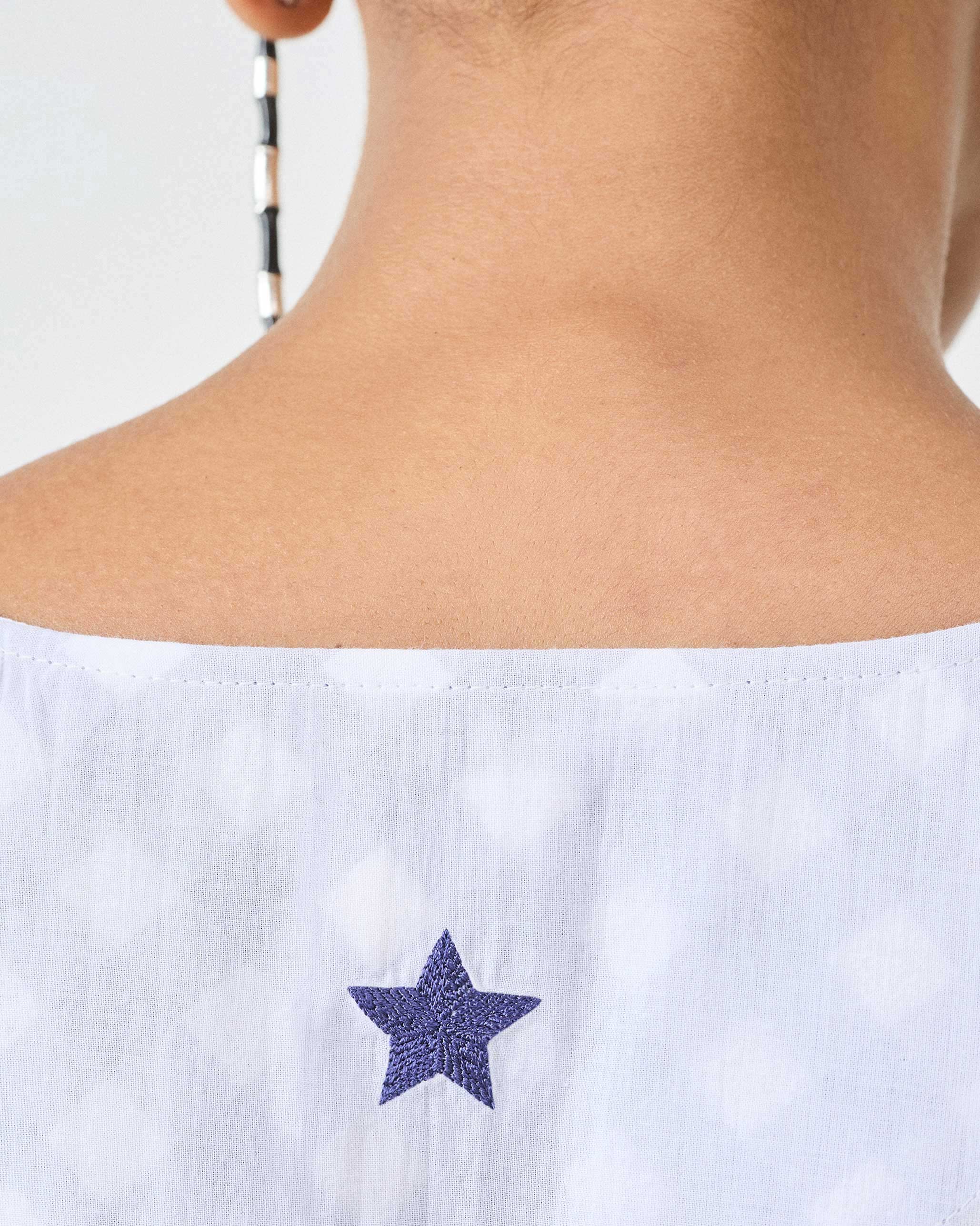 V Neck Kaftan - White & Fuchsia Printed