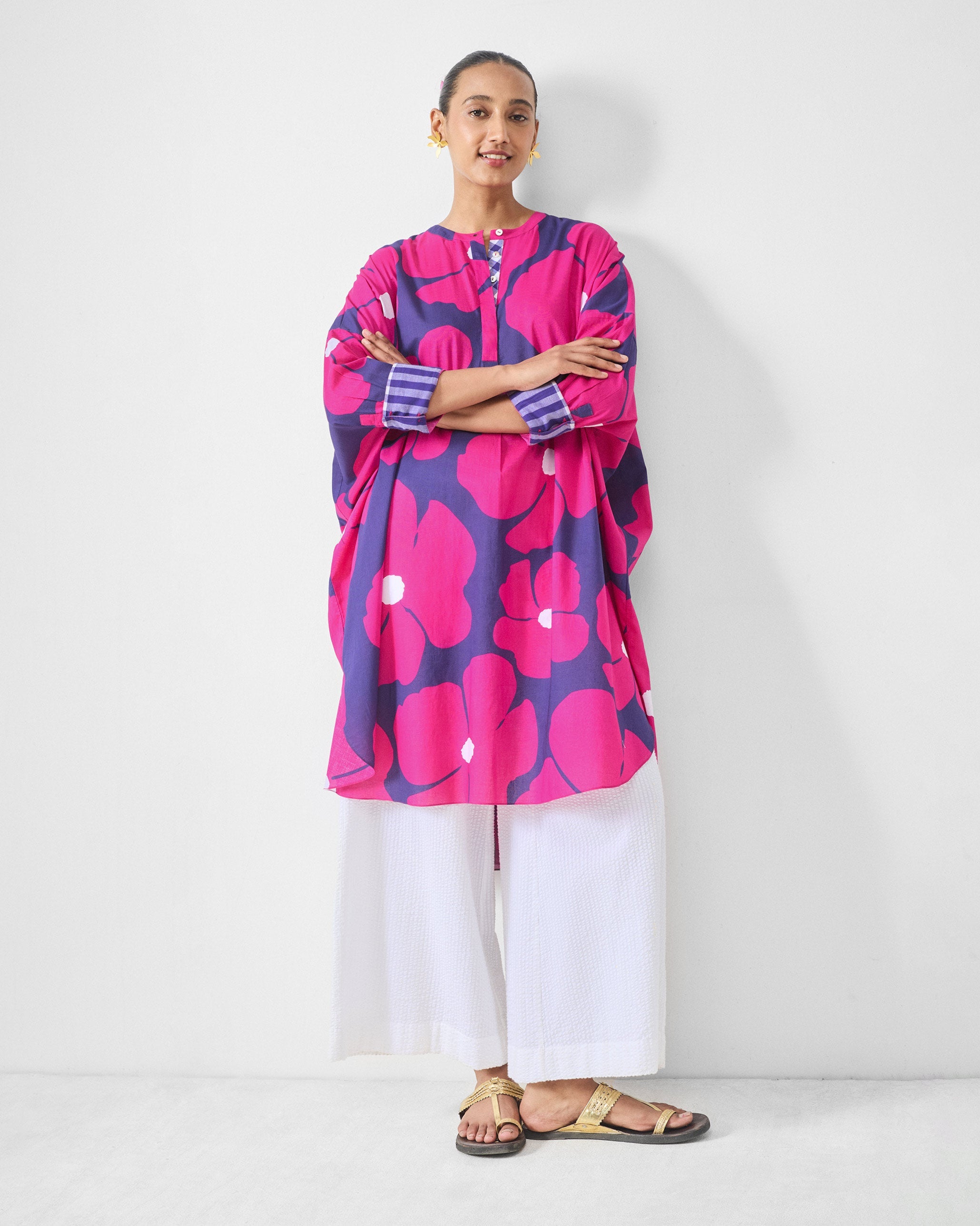 Lazy Sunday Tunic - Fuchsia & Purple Printed