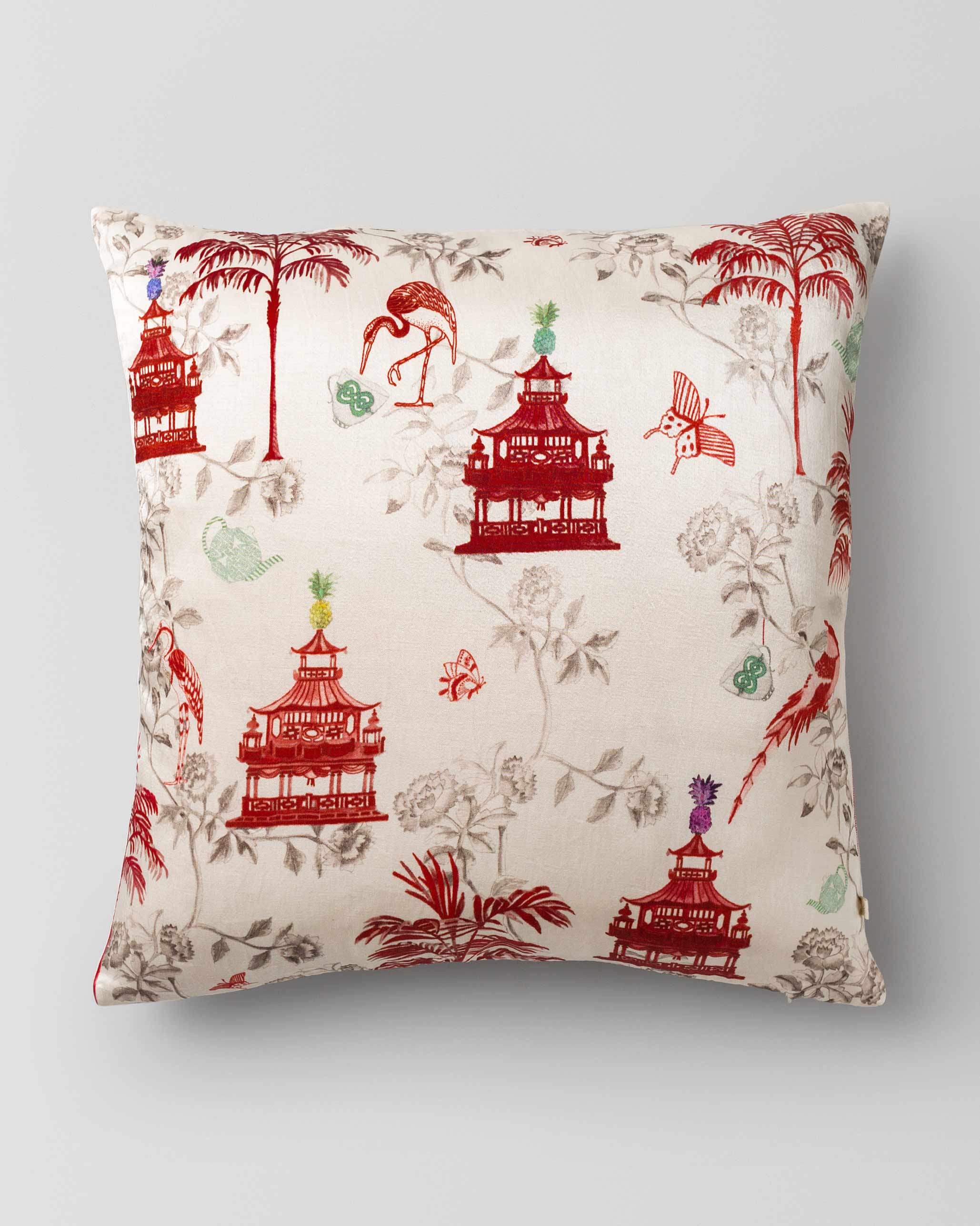 Chinoiserie Cushion Cover - Red