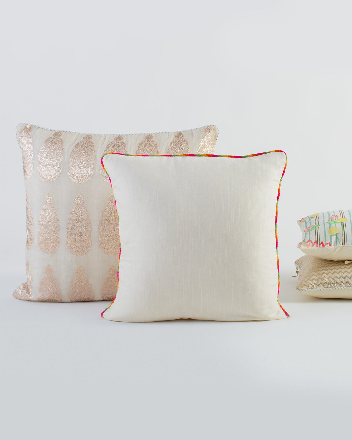 Tussar Cushion Cover - Ivory