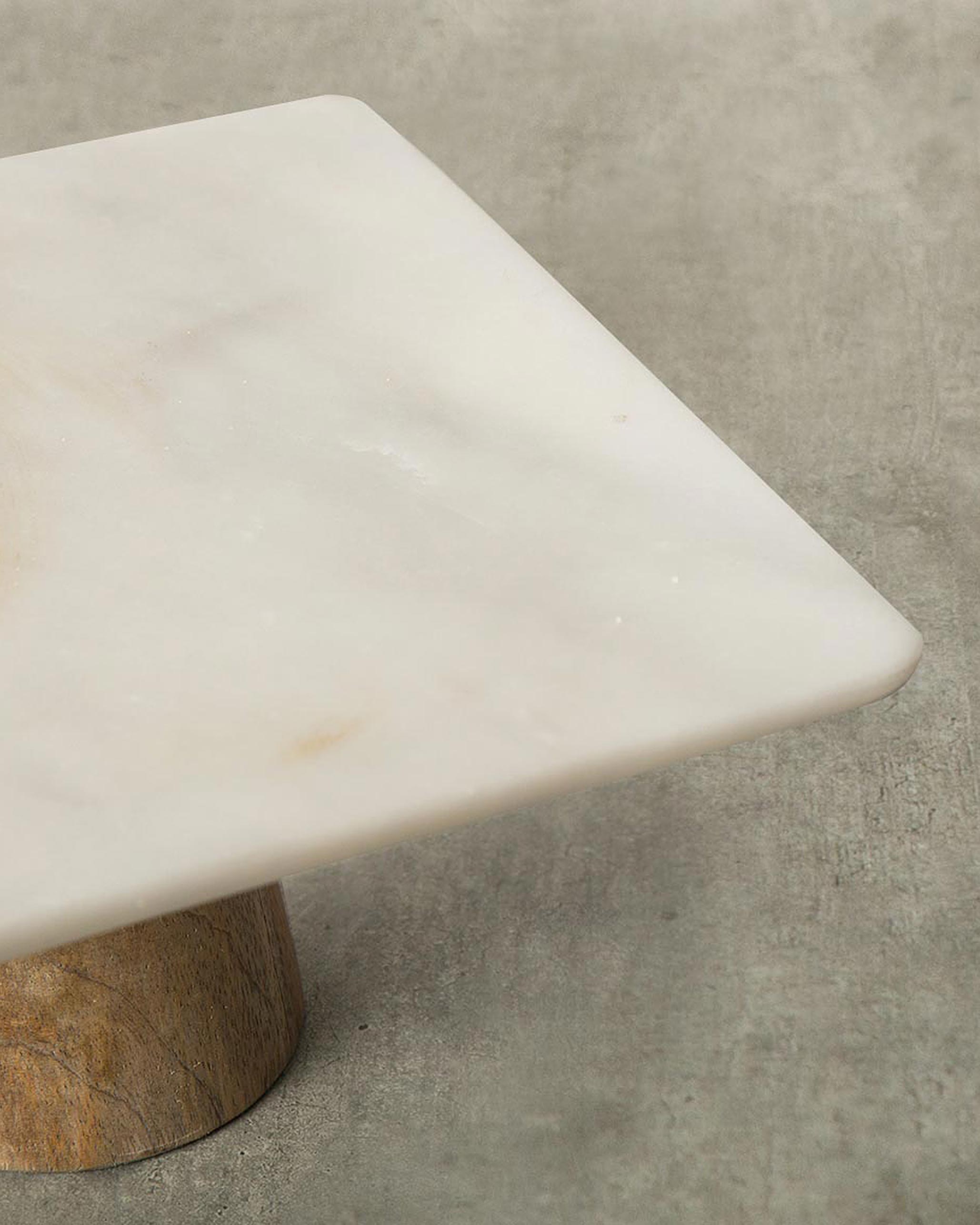 Marble & Wood Cake Stand - Large