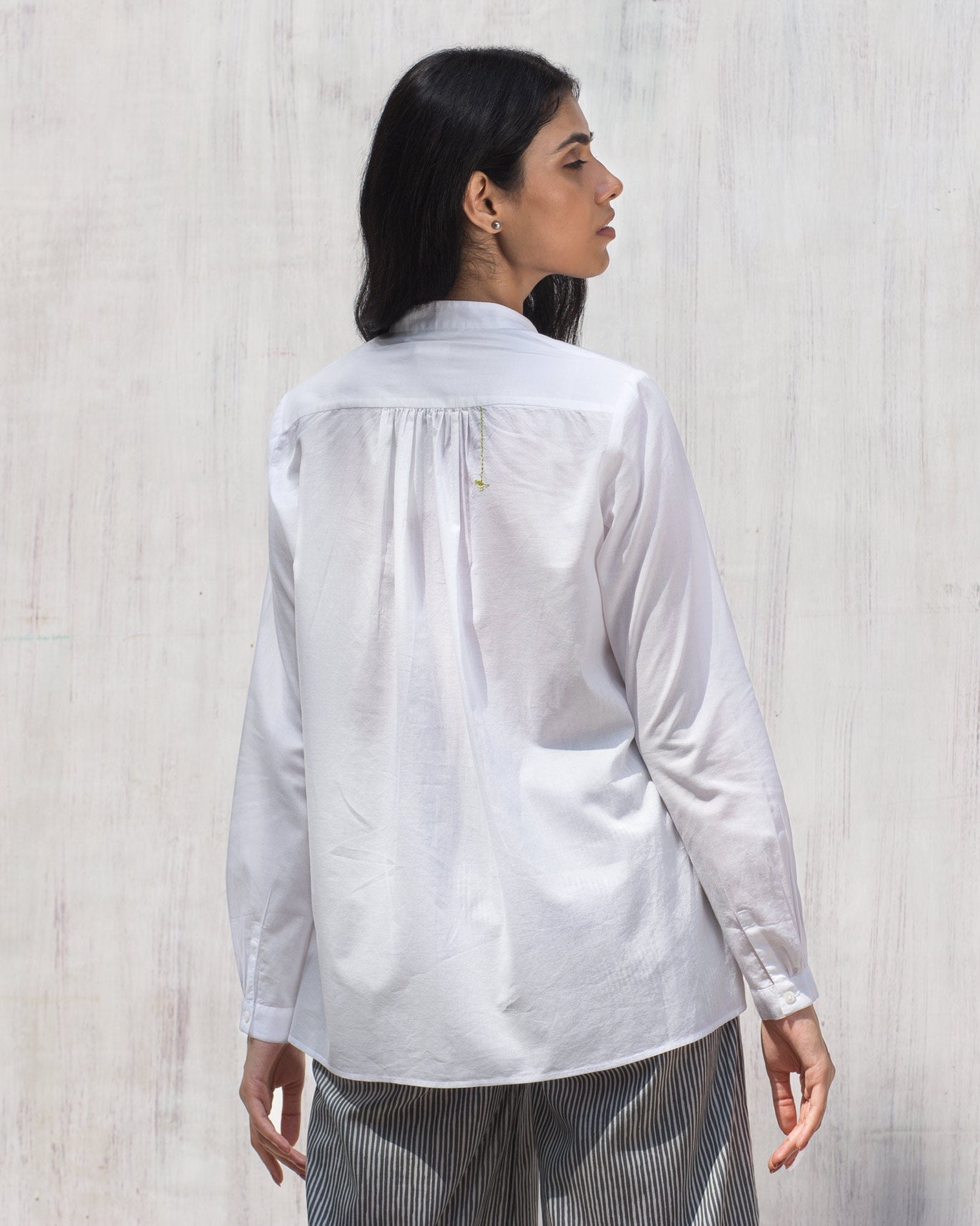 Mandarin Collar Top - White