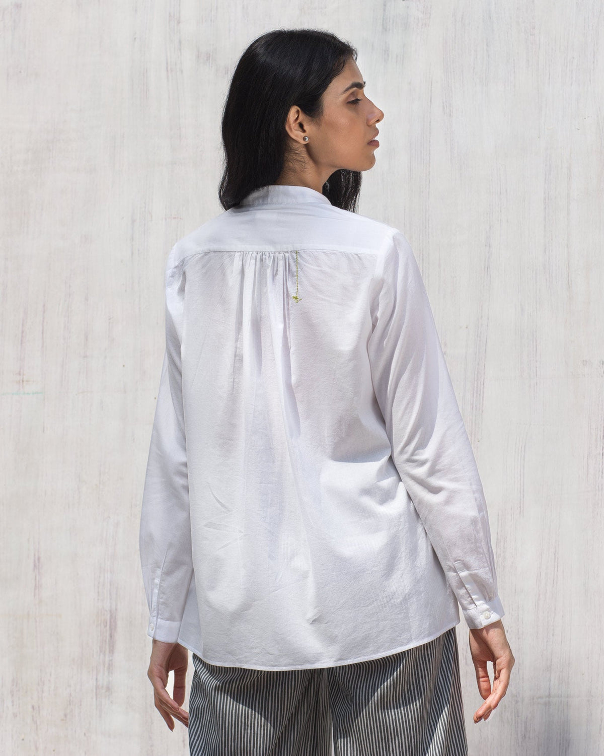Mandarin Collar Top - White