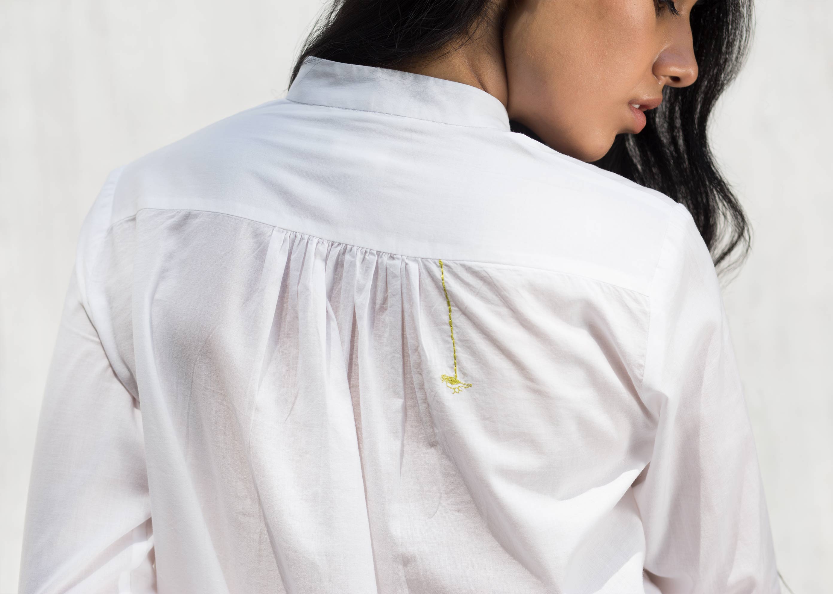 Mandarin Collar Top - White