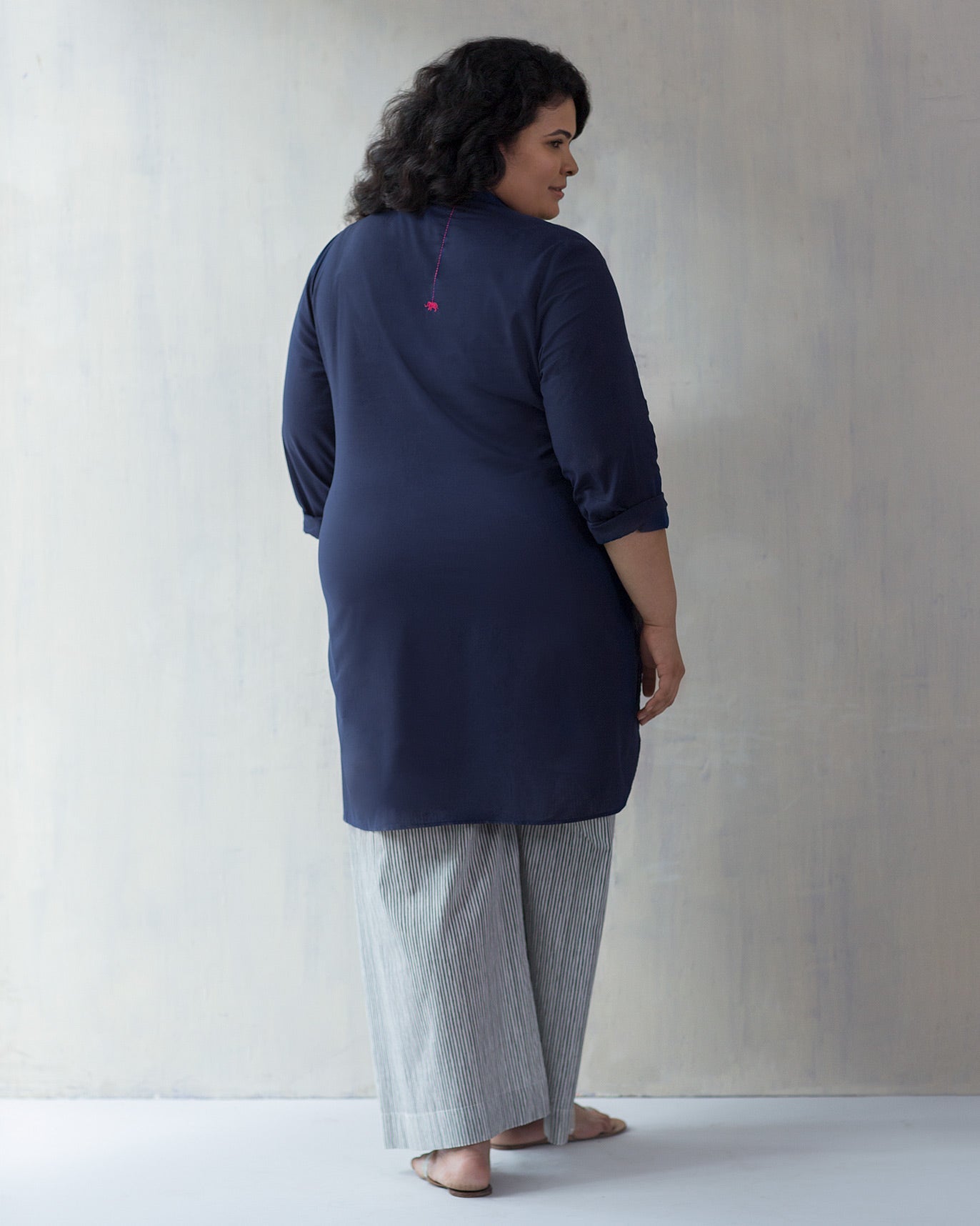 Basic Mid Length Kurta - Navy