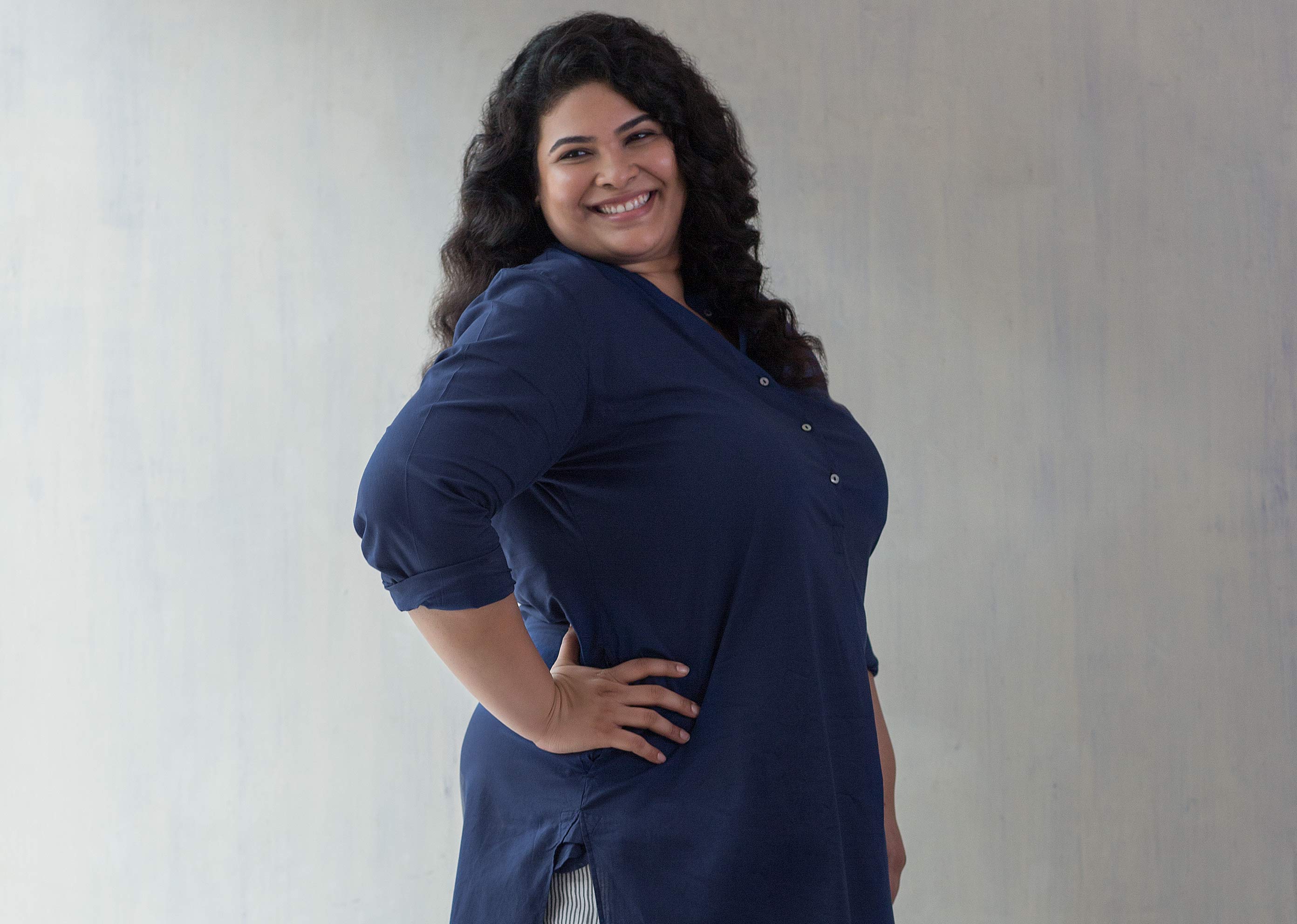 Basic Mid Length Kurta - Navy