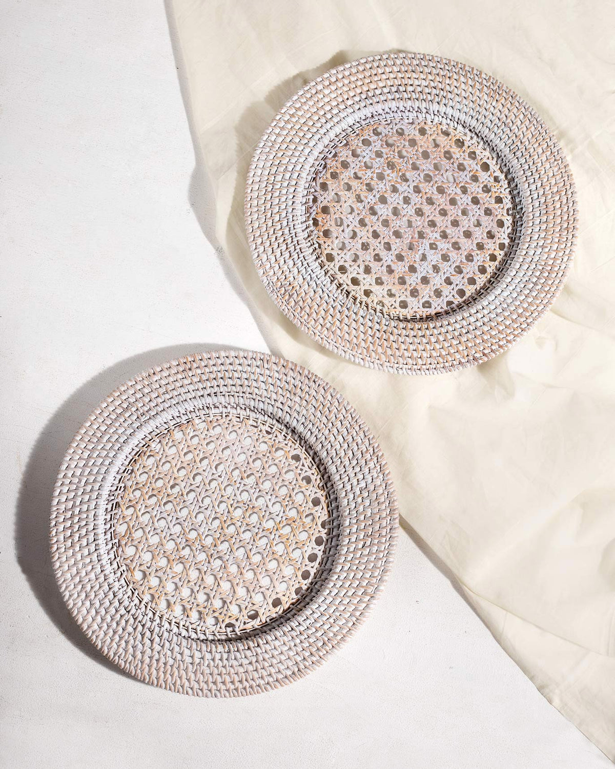 Whitewash Rattan Chargers (Set of 2)
