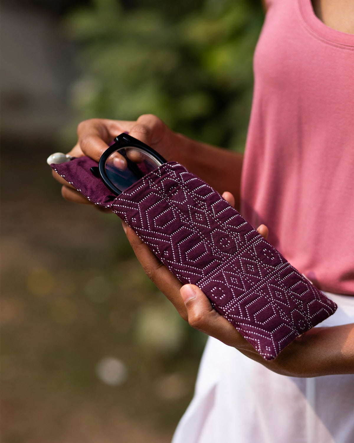 Jacquard Spectacle Case - Purple