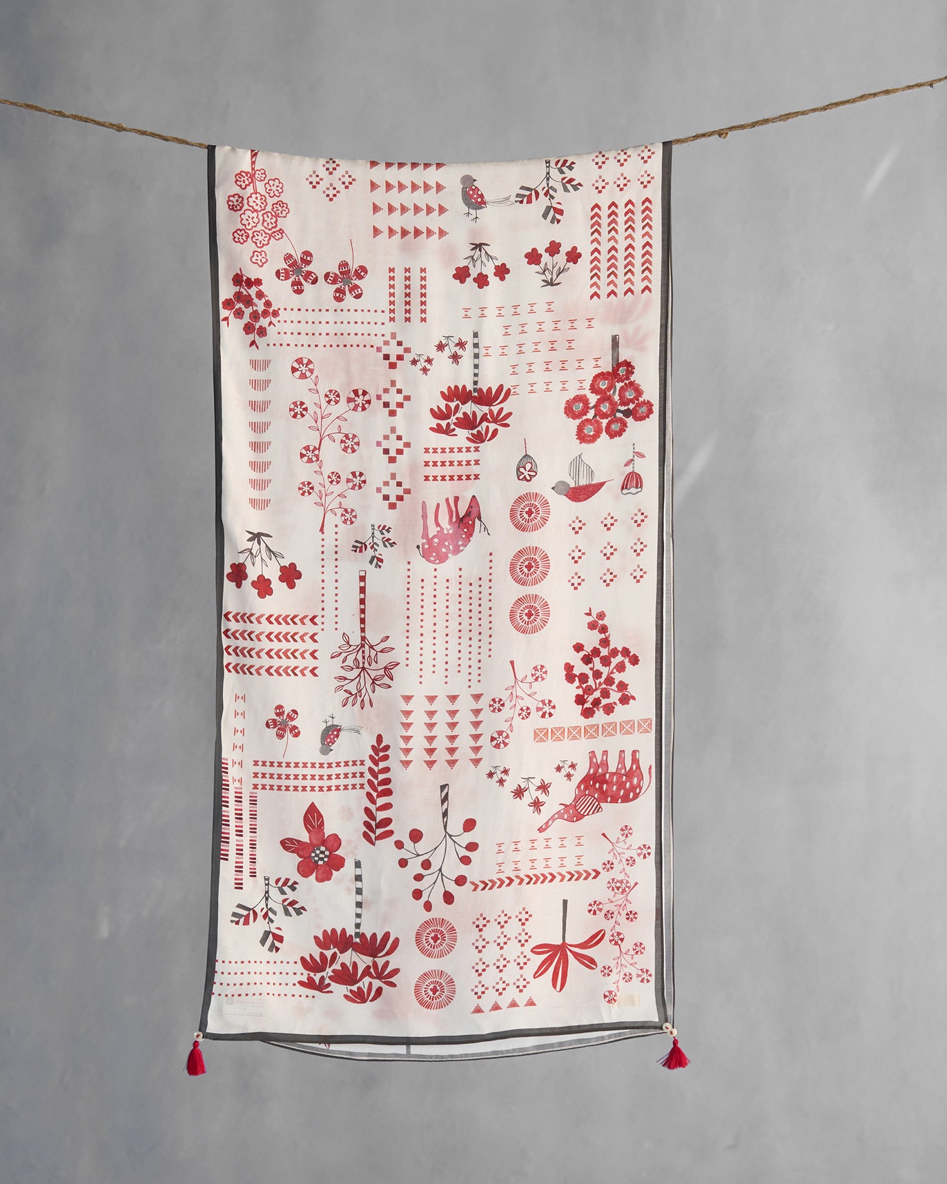 Sugato Scarf - Red & White